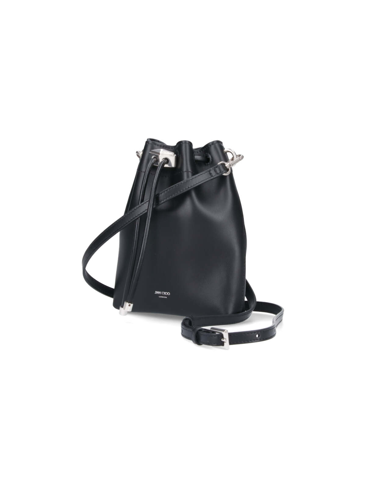 Jimmy Choo Bon Bon Metallic Leather Mini Bucket Bag In Black