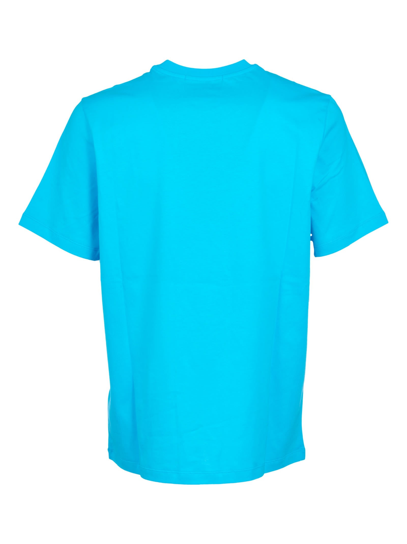 Shop Msgm Logo Detail Round Neck T-shirt In Light Blue