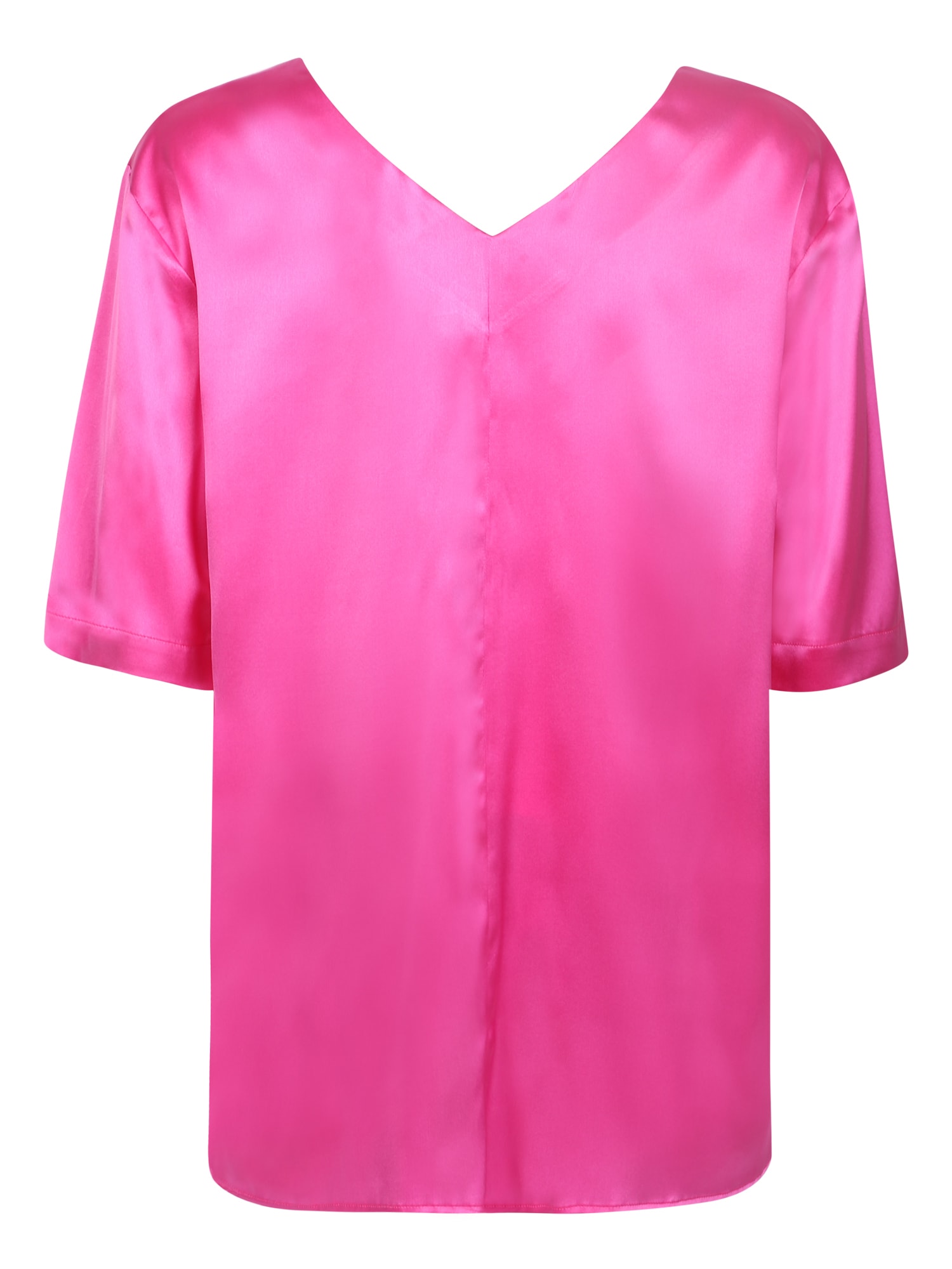 Shop Xacus Silk V-neck Blousa In Pink