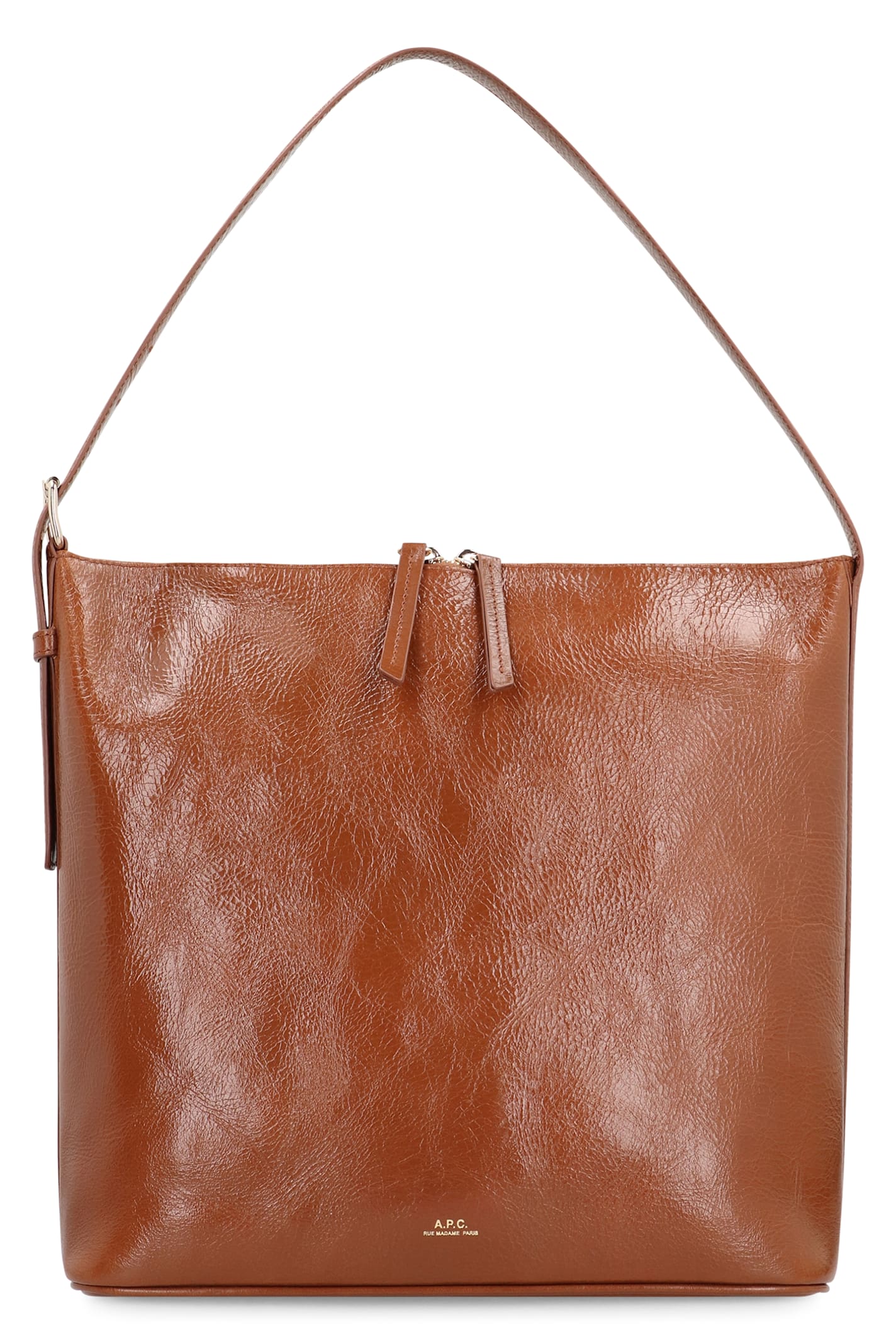 Apc A.p.c. Vera Leather Shoulder Bag In Brown