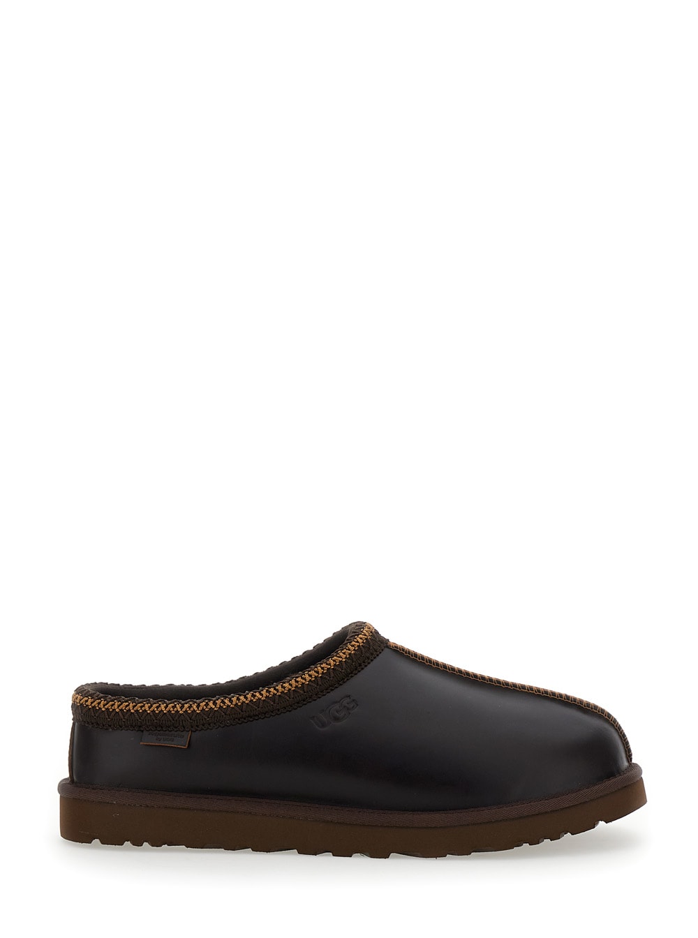 tasman Black Mules With Embossed Logo On The Side In Leather Man