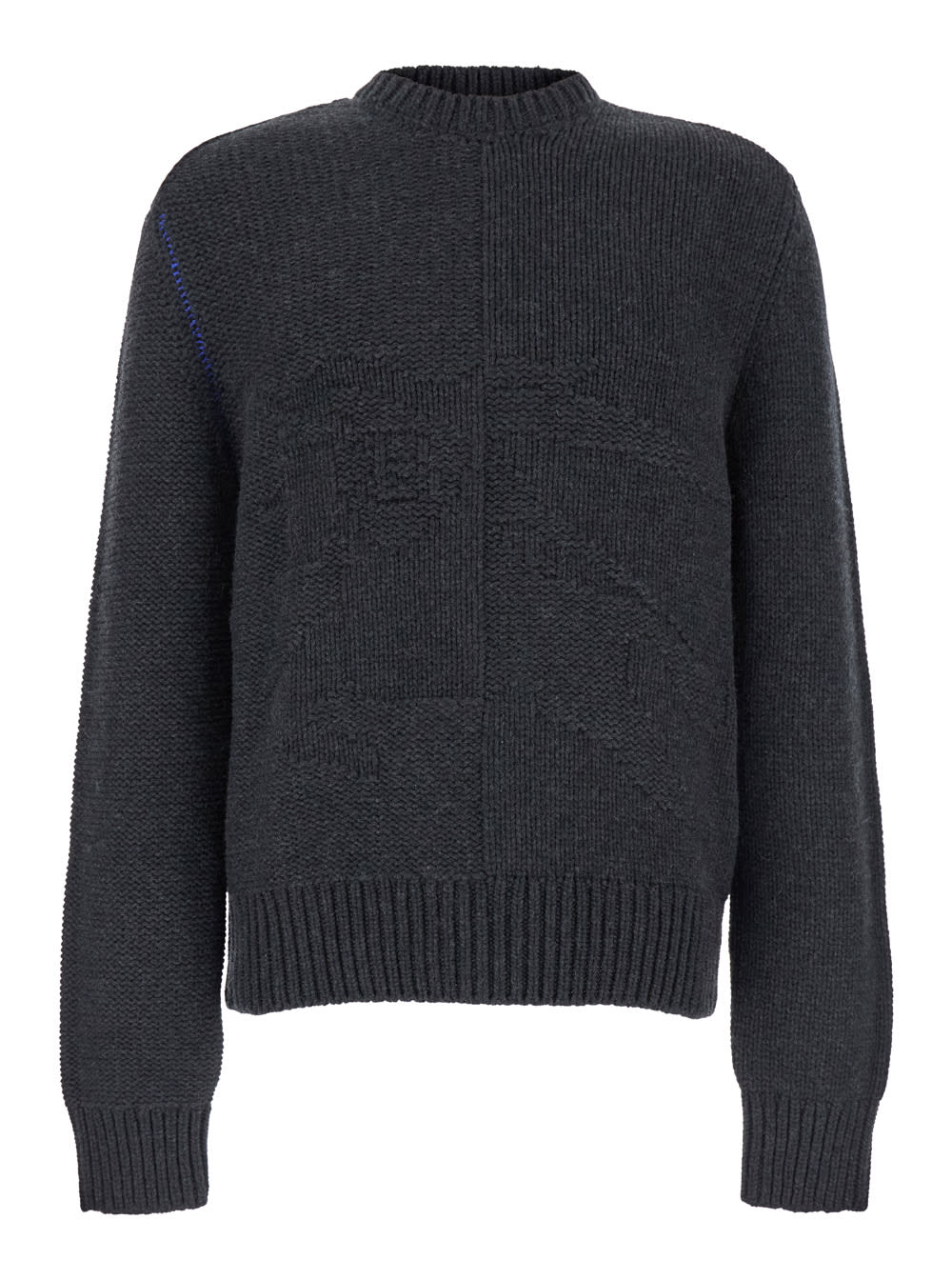 Shop Burberry Grey Sweater With Equestrian Knight Jacquard Motif In Cashmere Man