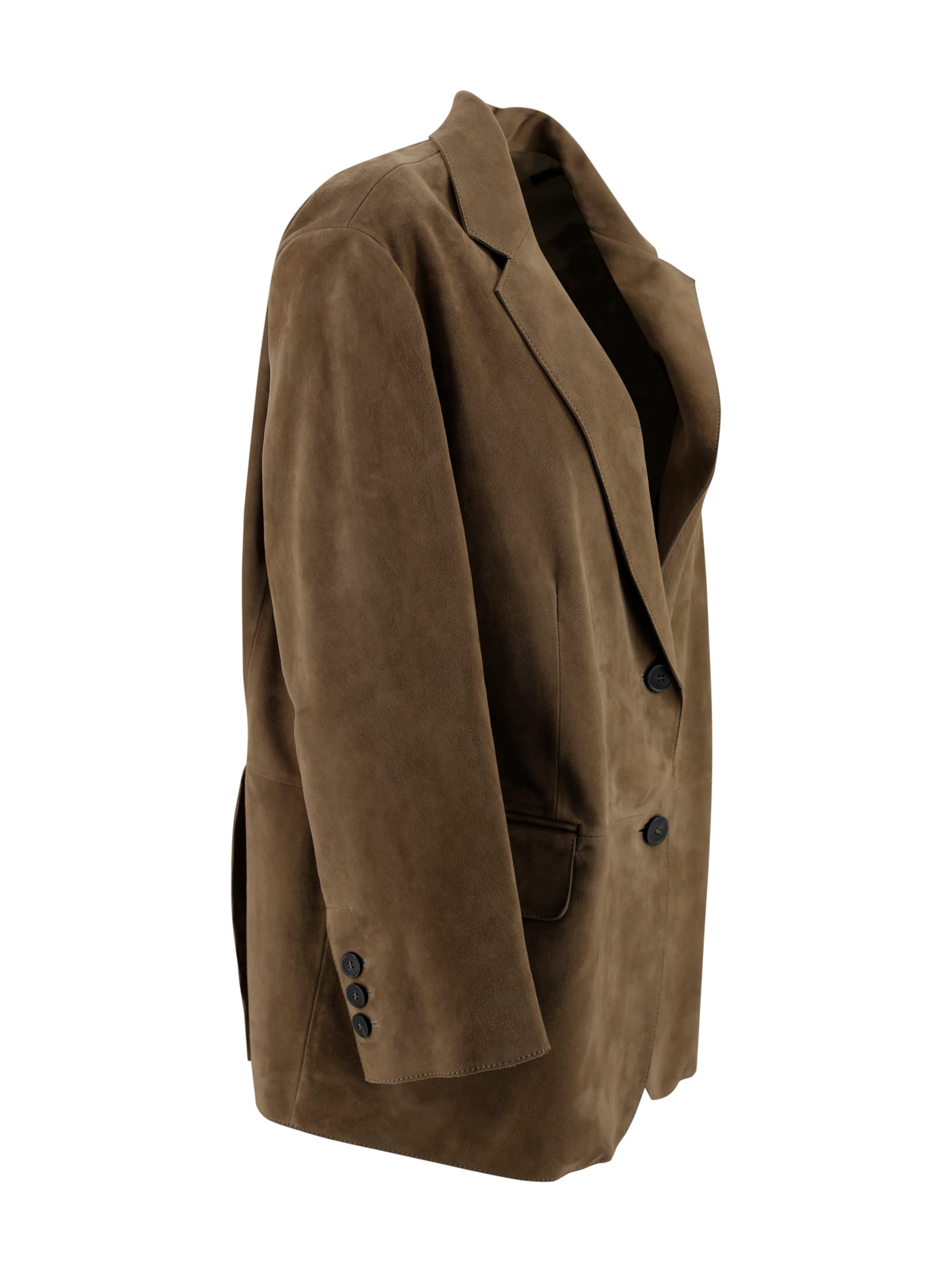Weekend Max Mara Single-breasted Blazer In Soft Suede In Brown