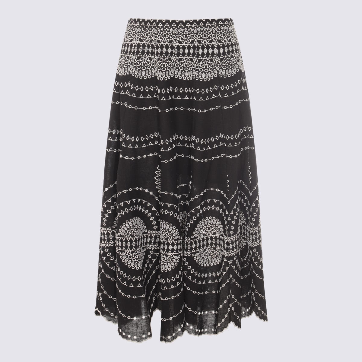Charo Ruiz Black And White Cotton Skirt