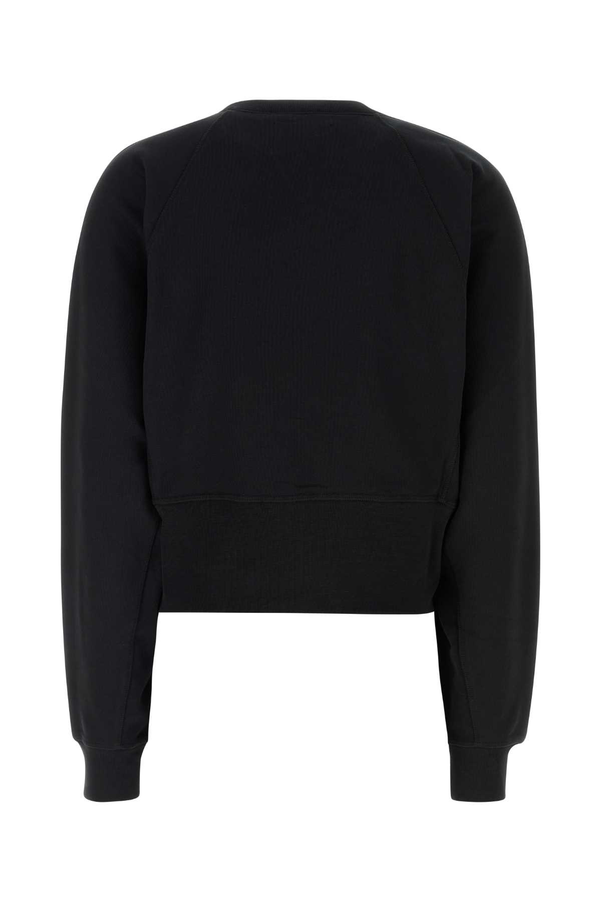 Vivienne Westwood Cropped Black Long-sleeve Sweatshirt With Embroidered Emblem In Black