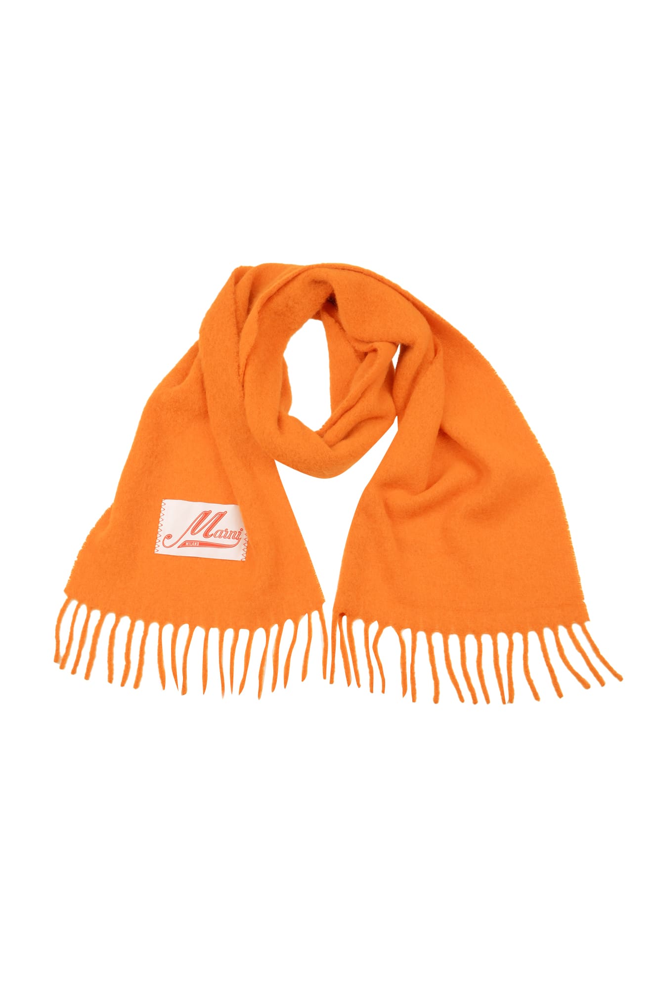 Shop Marni Logo Patch Fringed Scarf In Arabesque