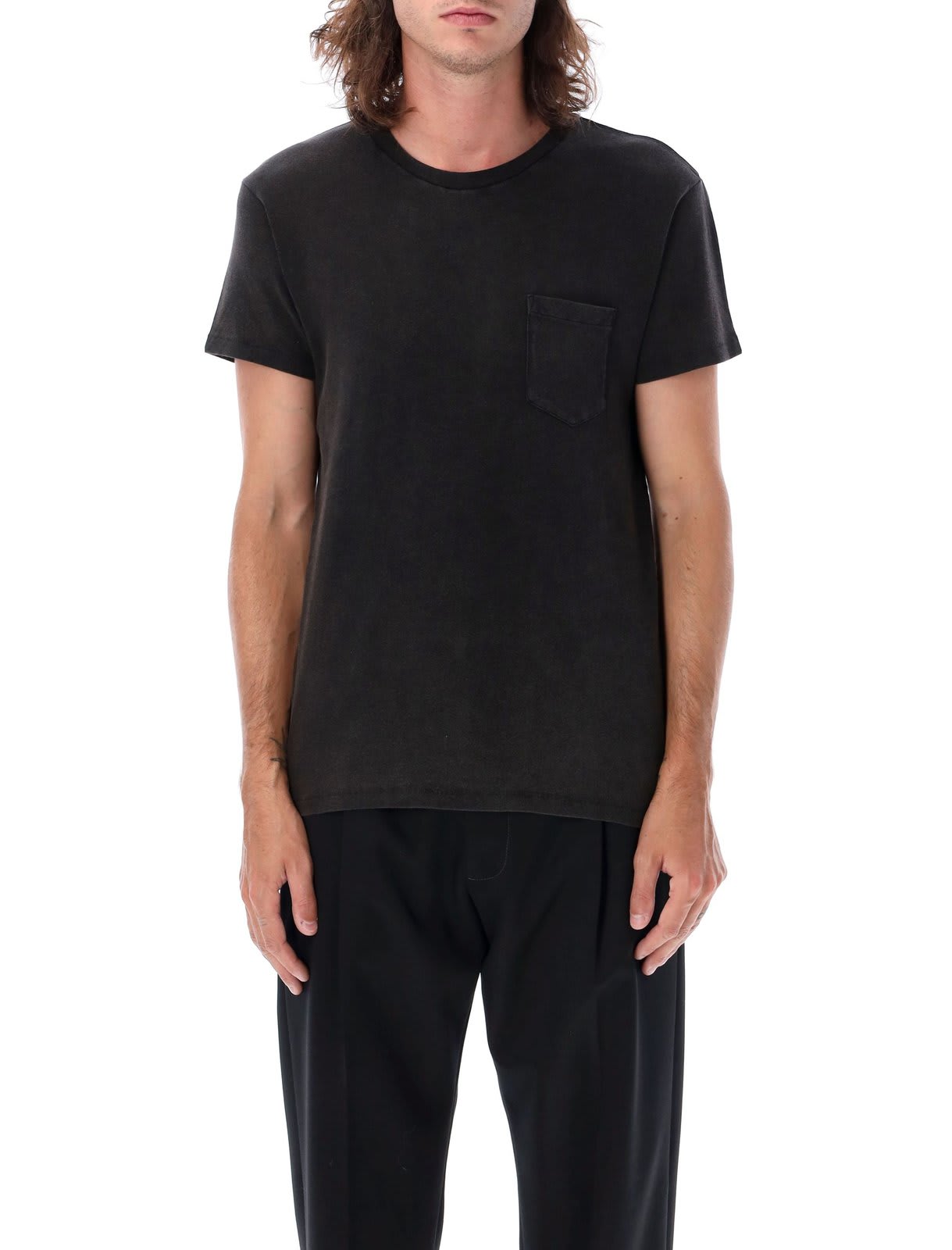 Shop Tom Ford Cold Dye Crewneck T-shirt In Charcoal