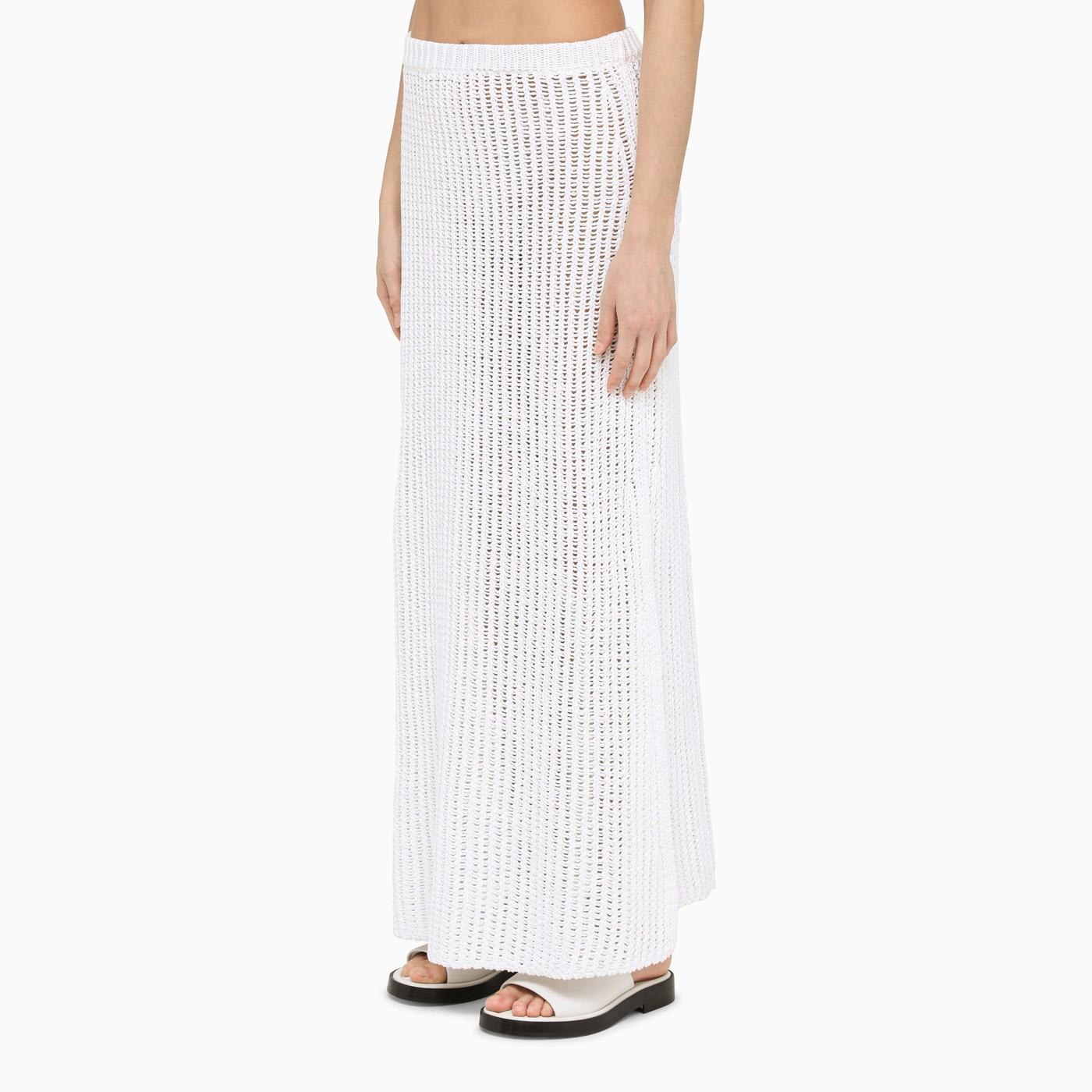 Shop Ferragamo White Crochet Long Skirt