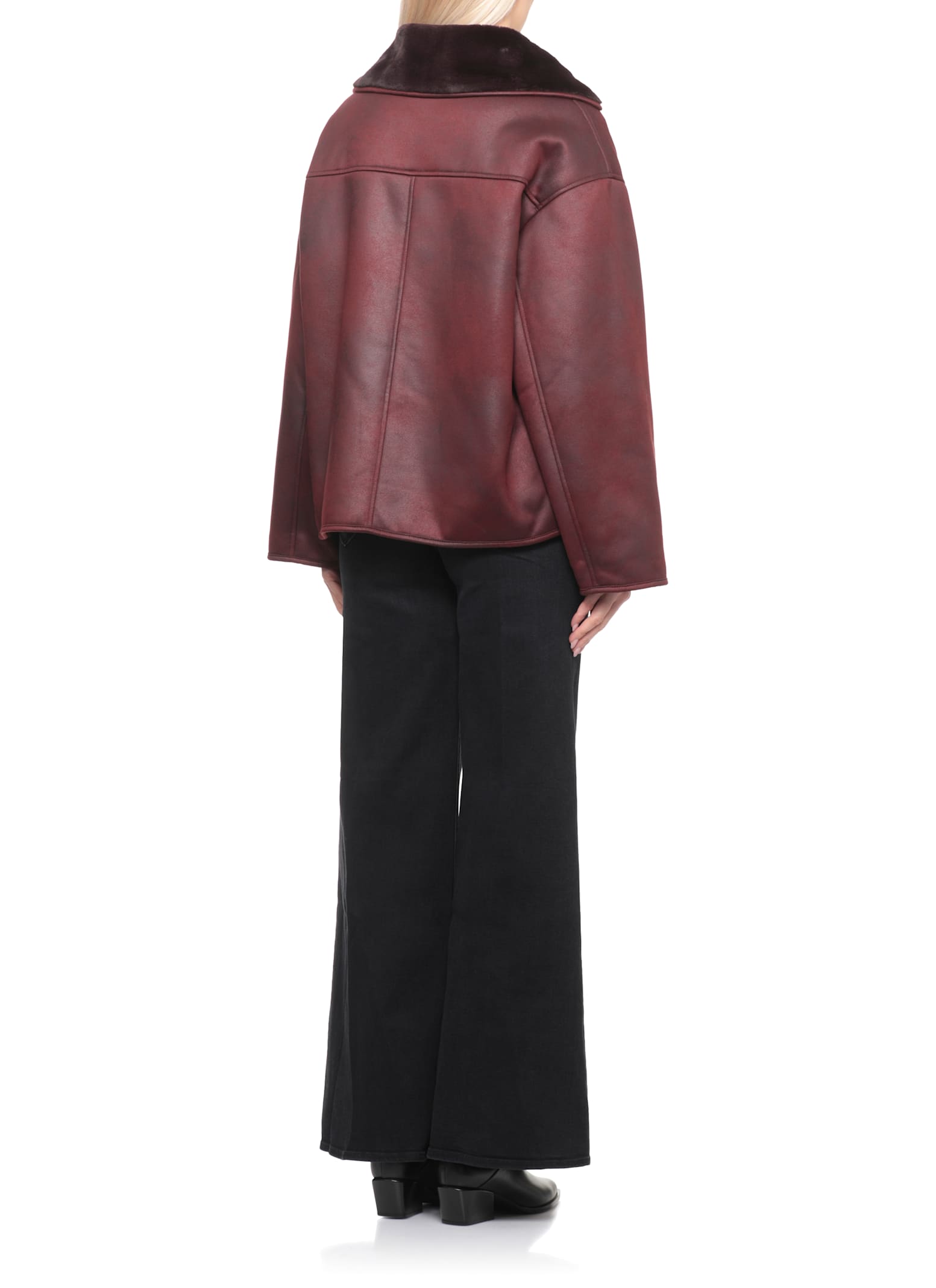 Betta Corradi Synthetic Fur Coat In Burgundy