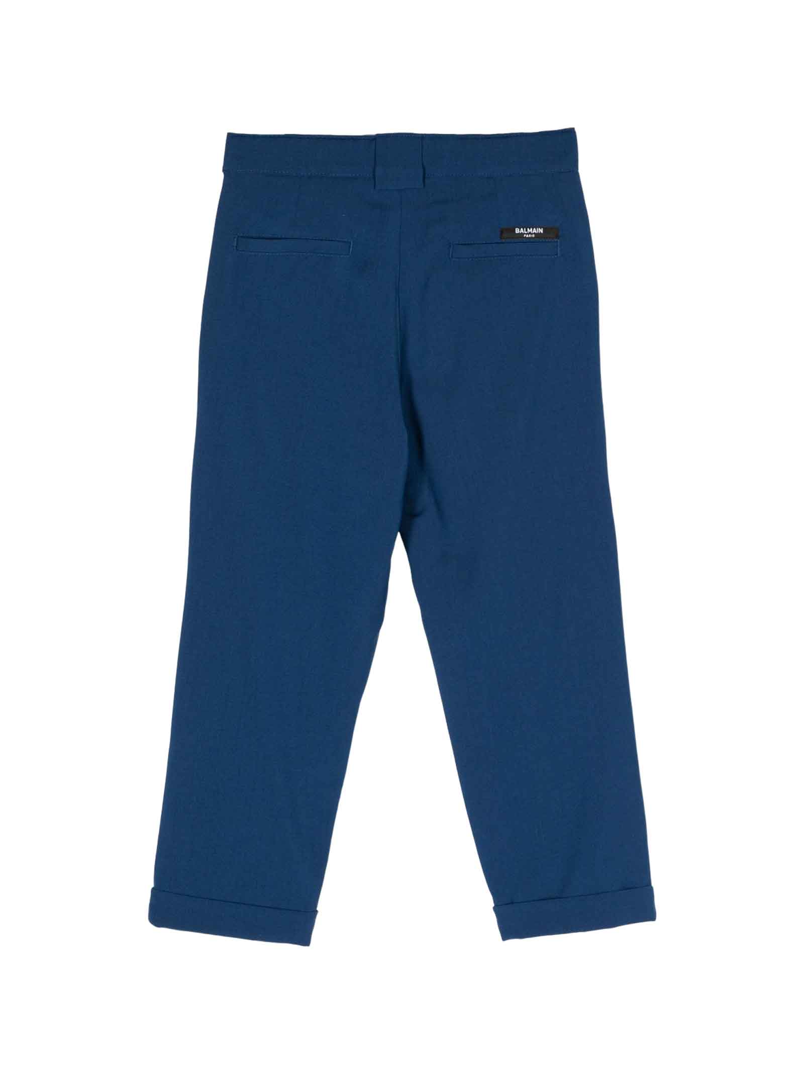 Shop Balmain Blue Trousers Boy