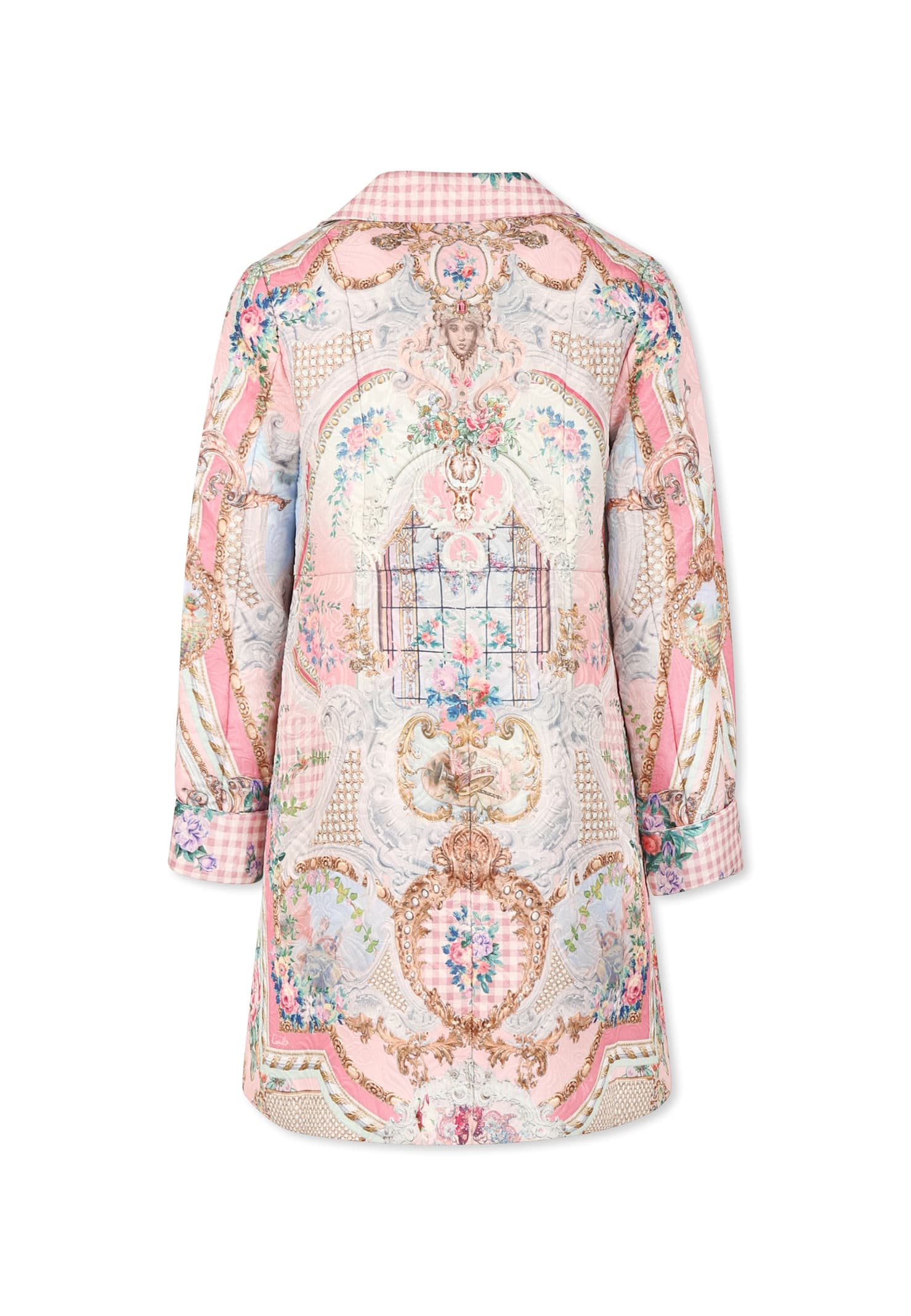 Shop Camilla Pink Coat For Girl With Floral Print