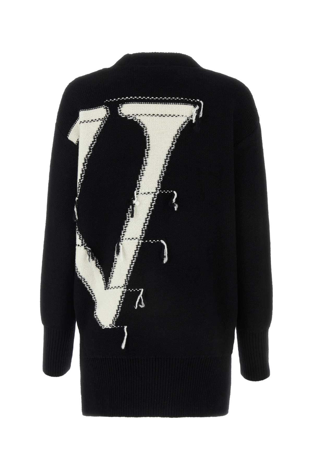 Shop Off-white Black Wool Oversize Cardigan In 1004