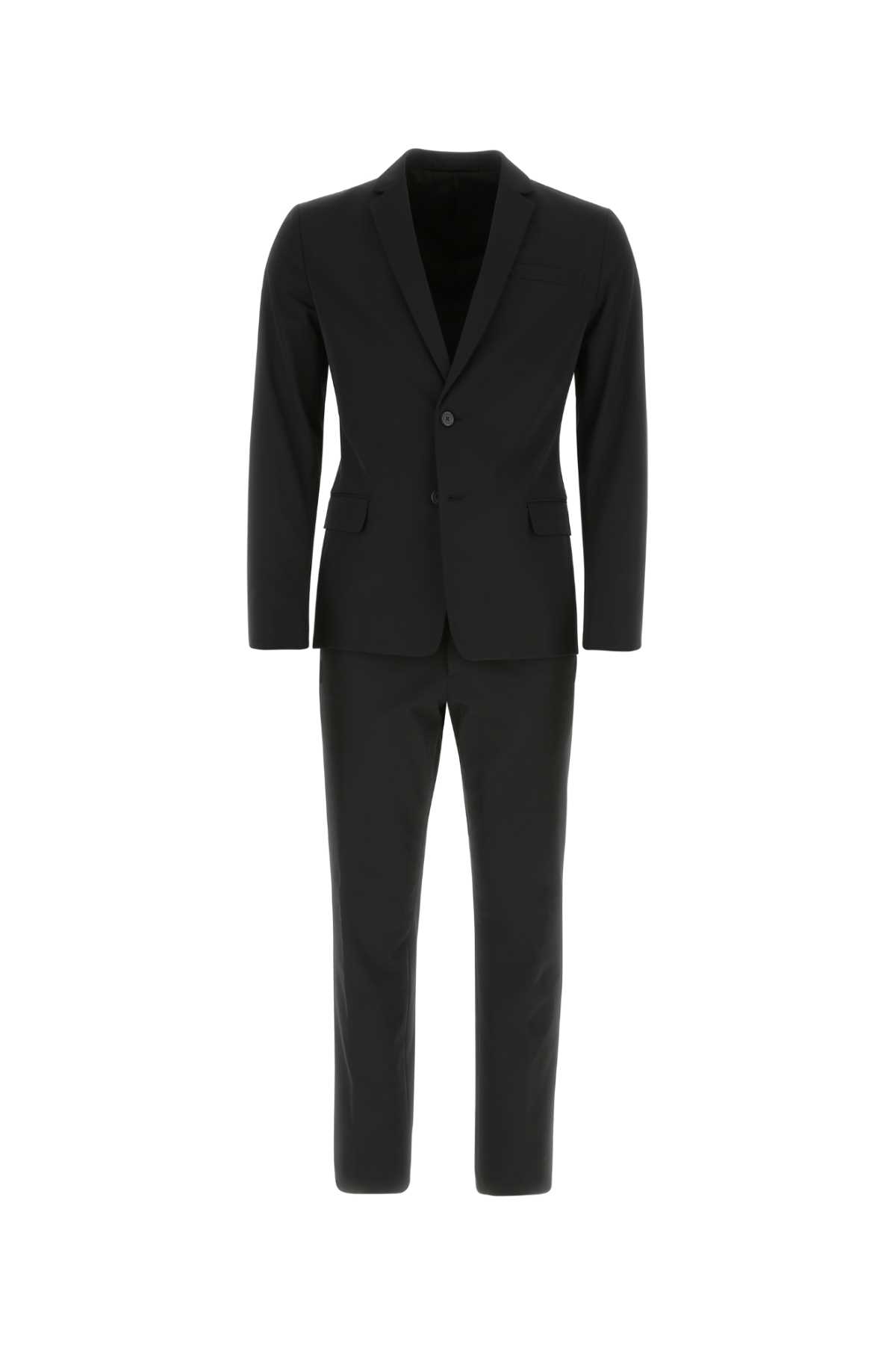 Shop Prada Black Stretch Polyester Suit In F0002