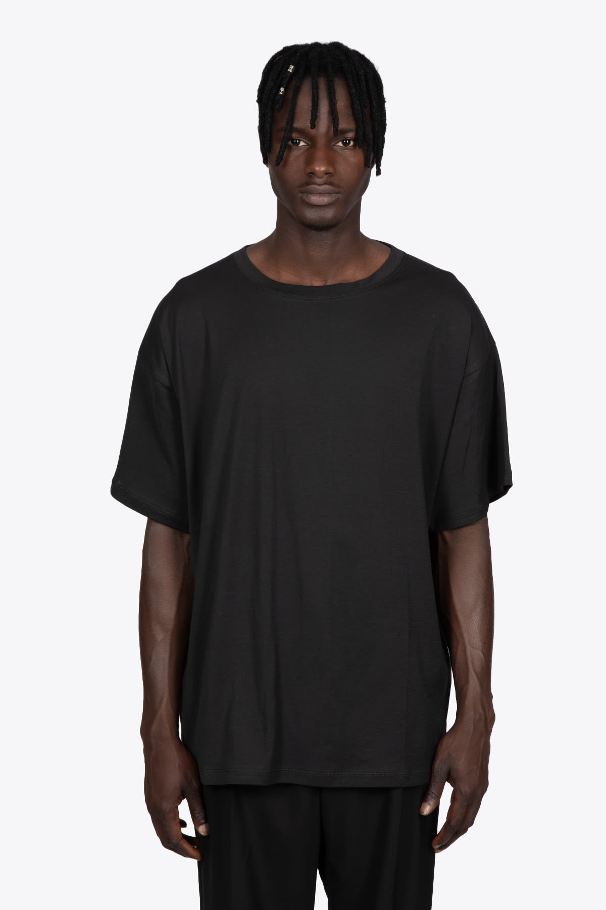 Laneus Girocollo M/c Over Black cotton oversized t-shirt