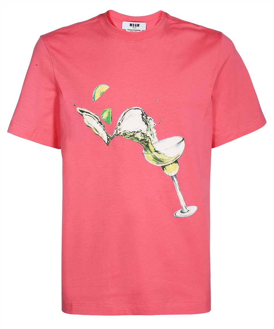 Msgm Cocktail-print Cotton T-shirt In Red