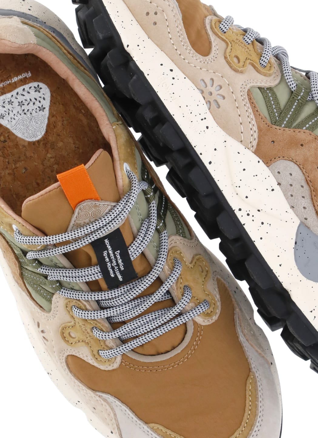 Flower Mountain Logoed Suede Leather Trainers In Multi