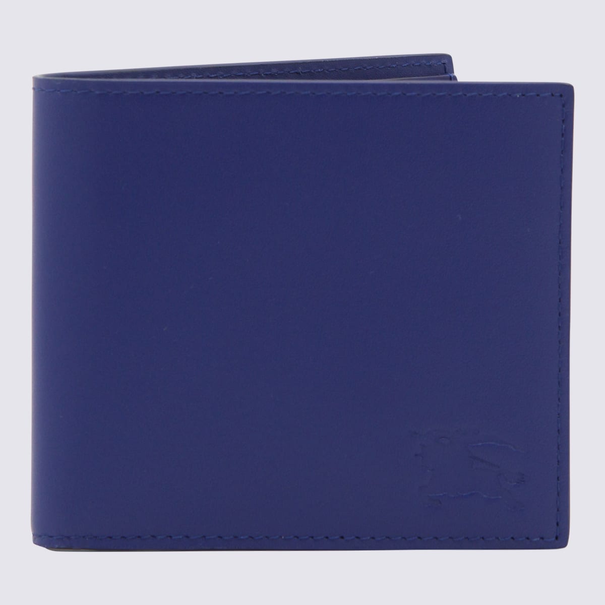 Burberry Blue Leather Equestrian Knight Wallet