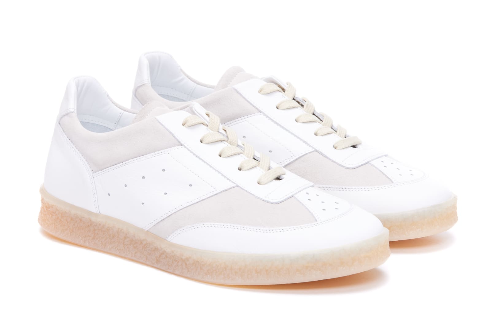 Mm6 Maison Margiela Leather And Suede Sneakers In White
