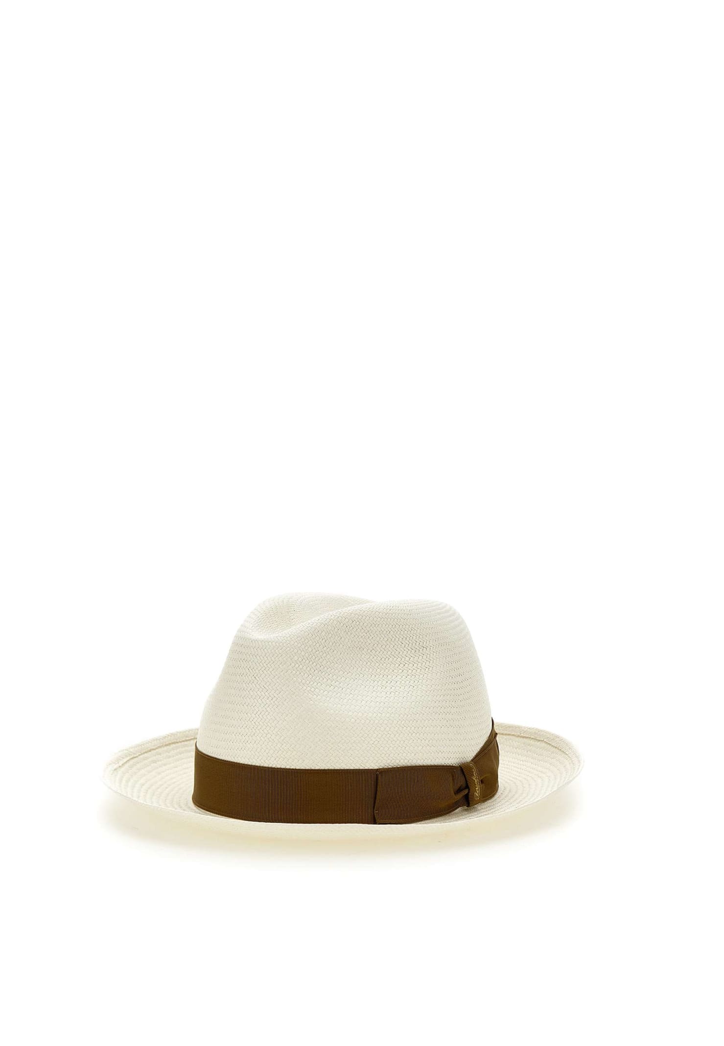 Shop Borsalino Panama Straw Hat In White