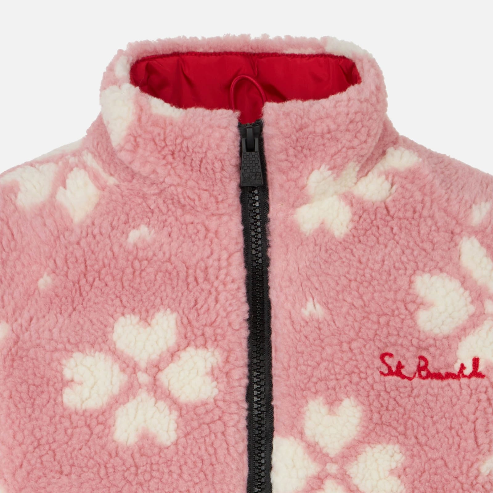 Mc2 Saint Barth Girl Sherpa Jacket With Hello Kitty Print Hello Kitty Special Edition In Pink