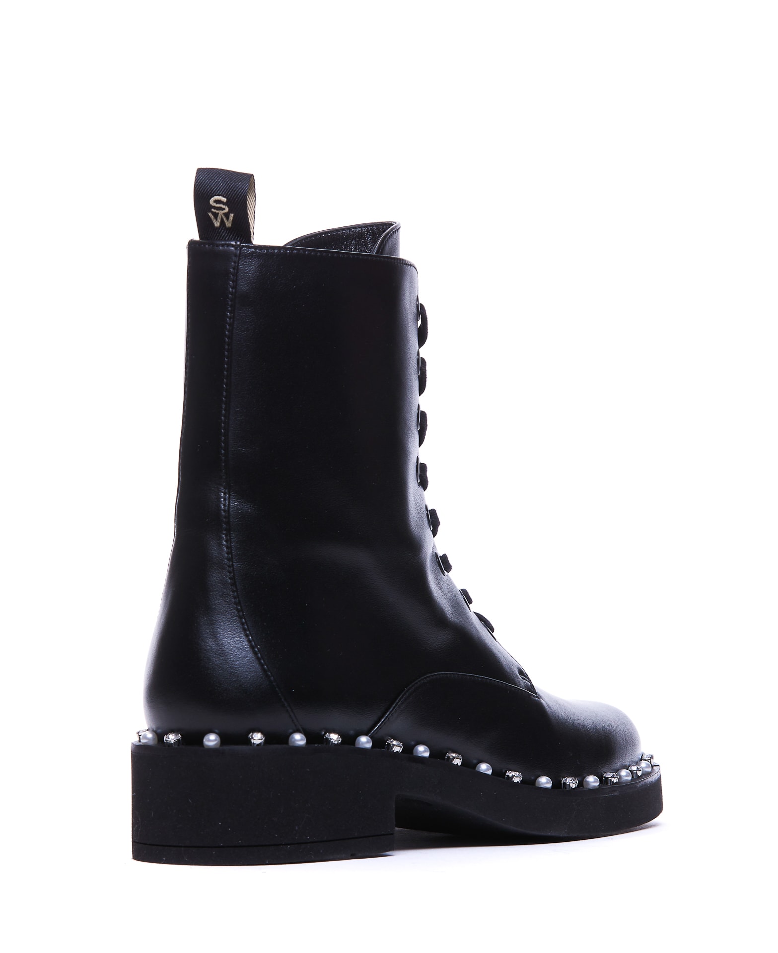 Stuart Weitzman Reverie Lace Up Booties In Black