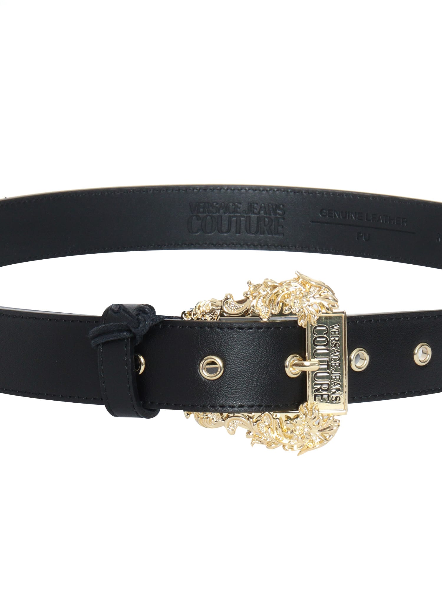 Versace Jeans Couture Engraved logo-buckle Detail Belt - Black