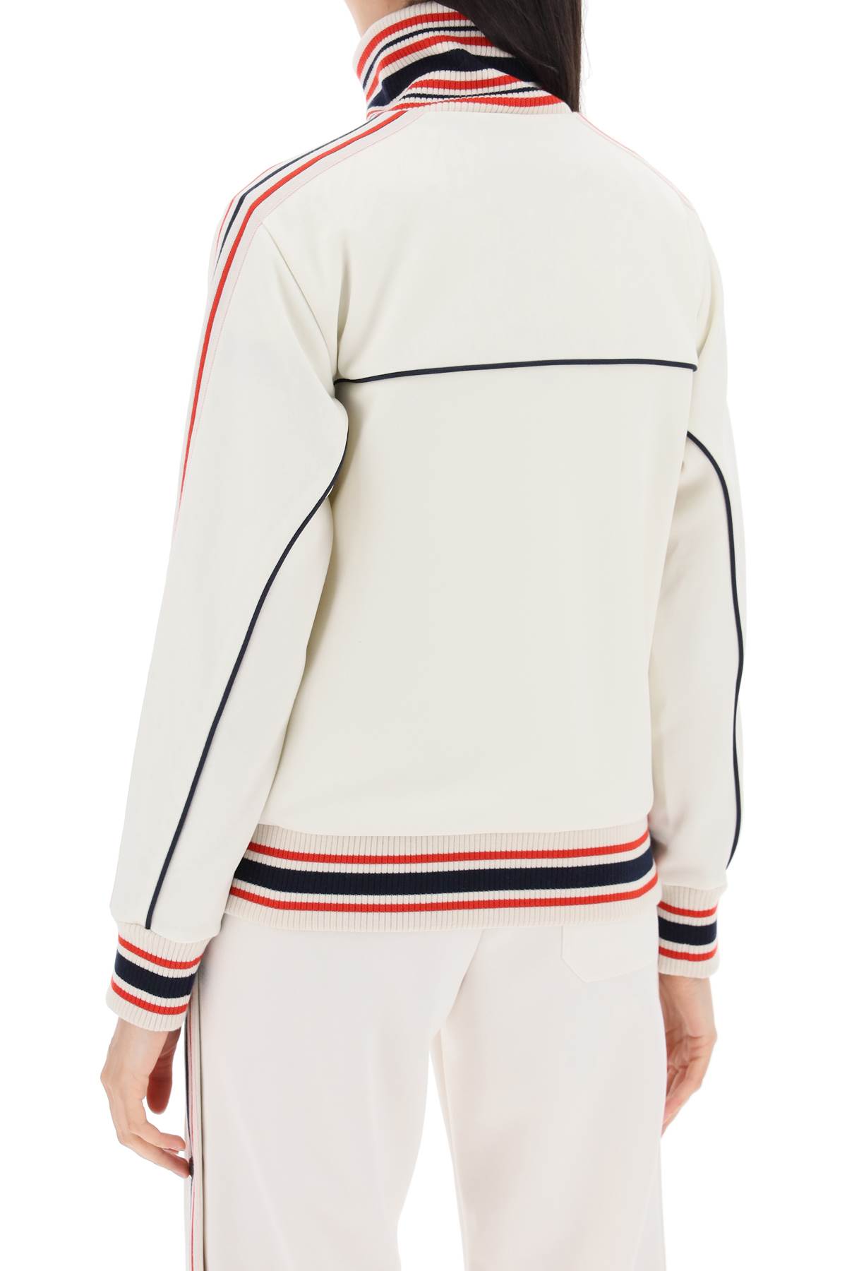 Shop Golden Goose Track Sweatshirt With Contrasting Hem Edges In Papyrus Dark Blue (white)