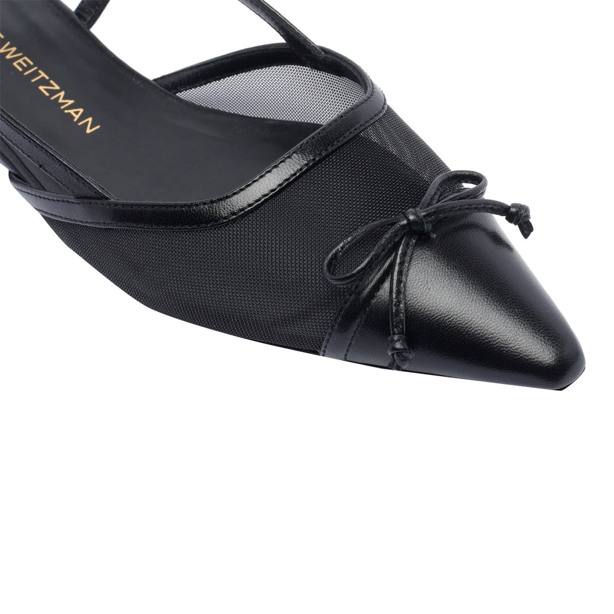 Stuart Weitzman Black Slingback Ballerinas With Pointed Design In Black
