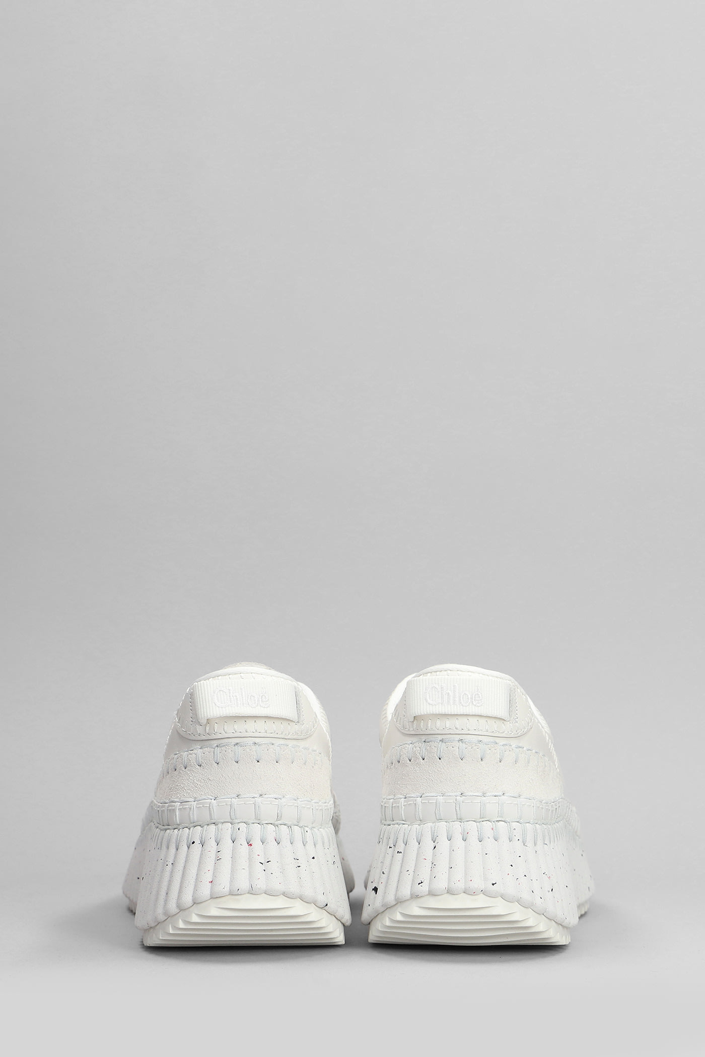 Chloé Nama Embroidered Suede And Recycled Mesh Sneakers In White