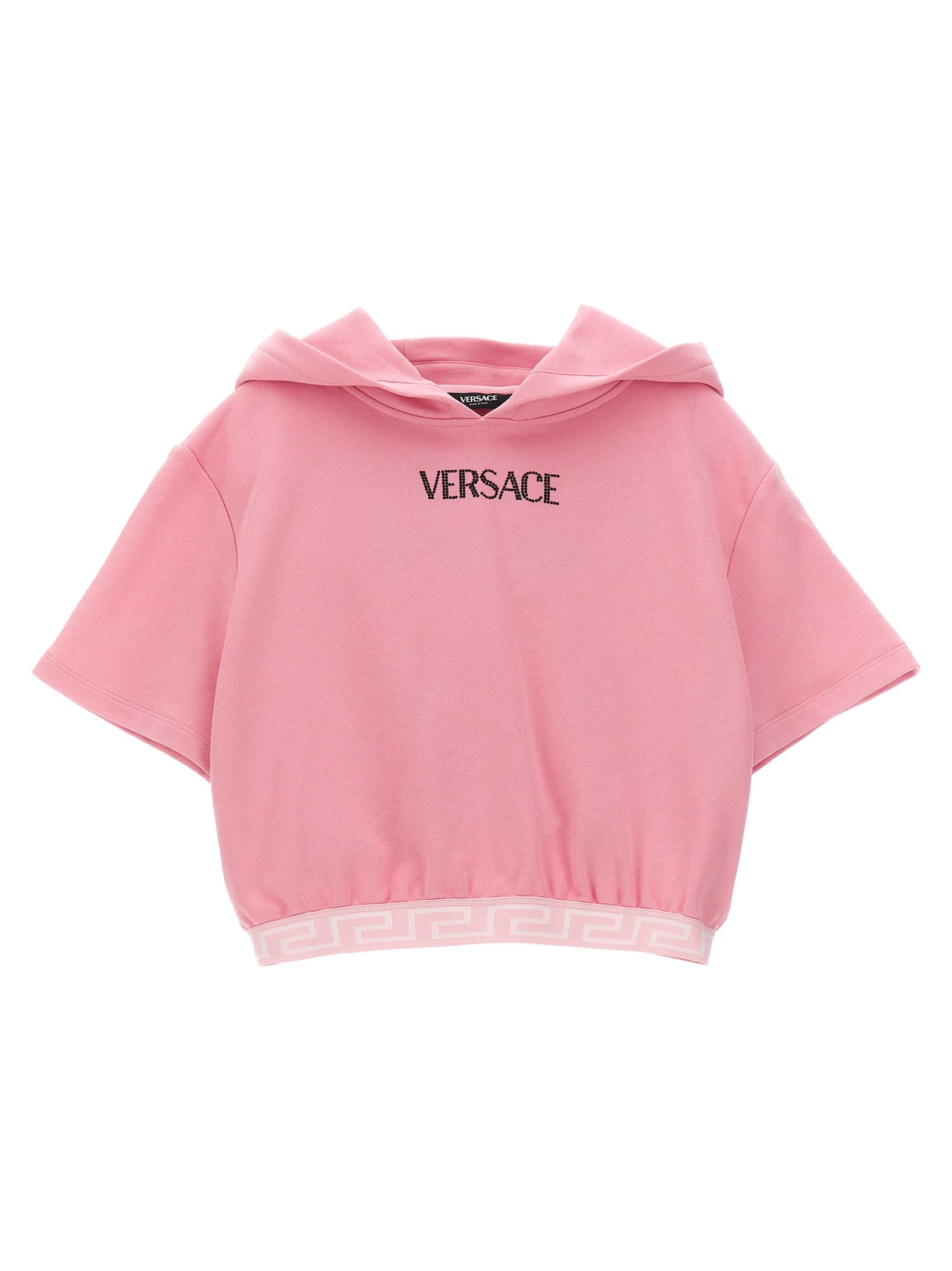 Versace Kids' Logo Hoodie In Rosa