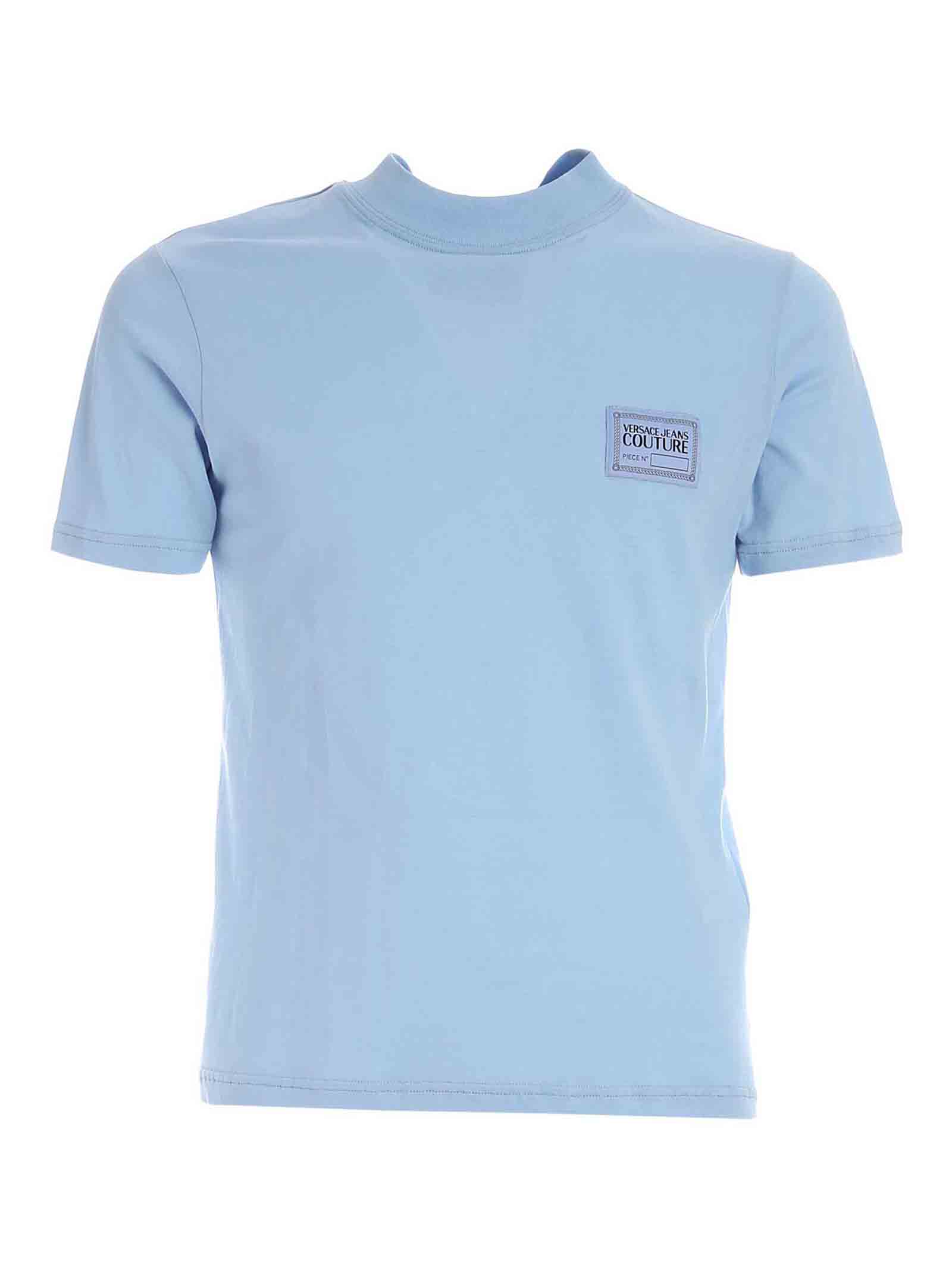 Versace Jeans Couture Logo Patch T-shirt In Light Blue