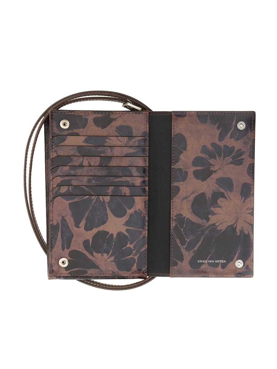 Dries Van Noten Leather Phone Case In Brown