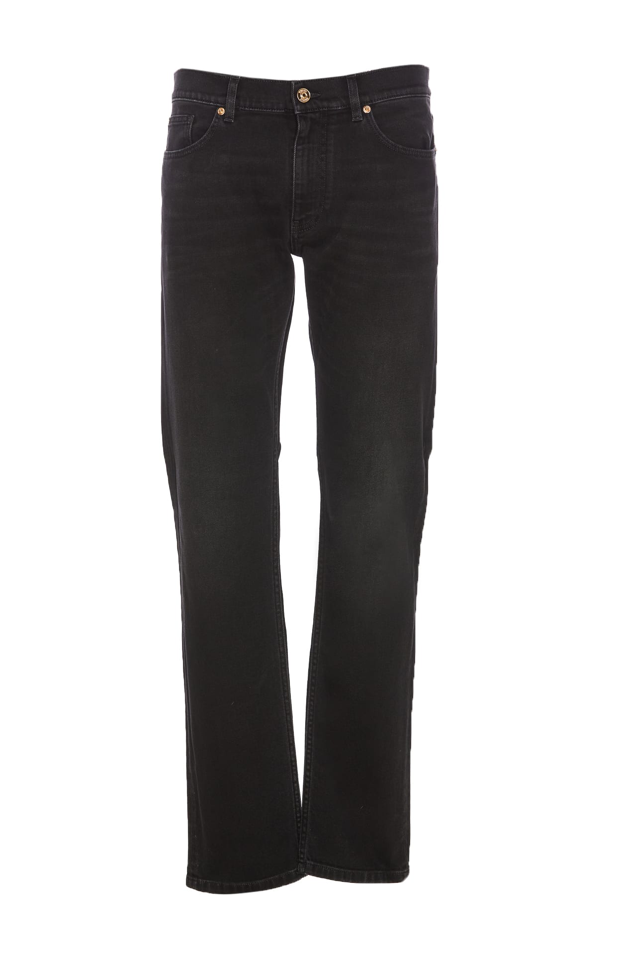 Shop Versace Logo Jeans In Black
