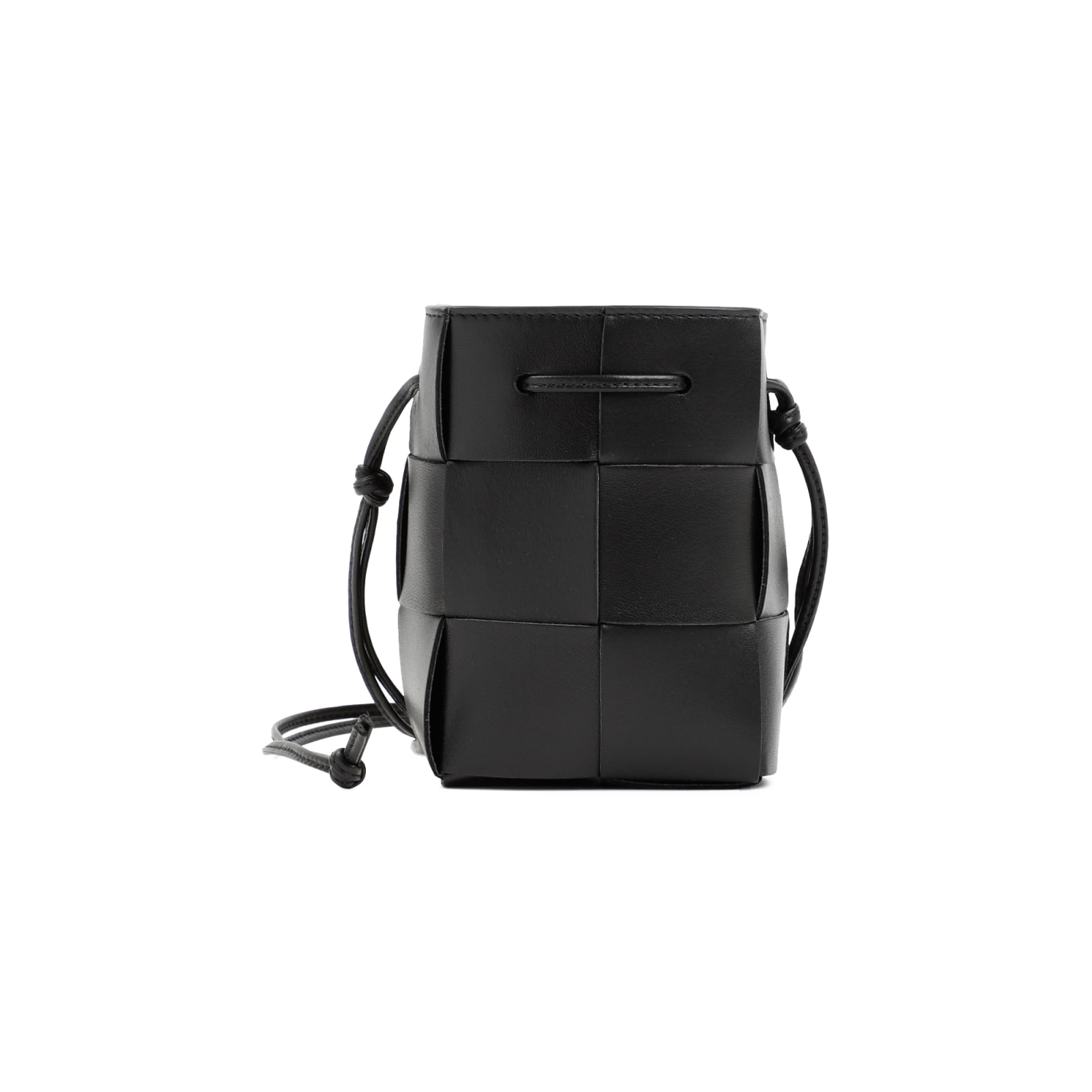 Shop Bottega Veneta Cassette Mini Leather Bucket Bag In Black Gold