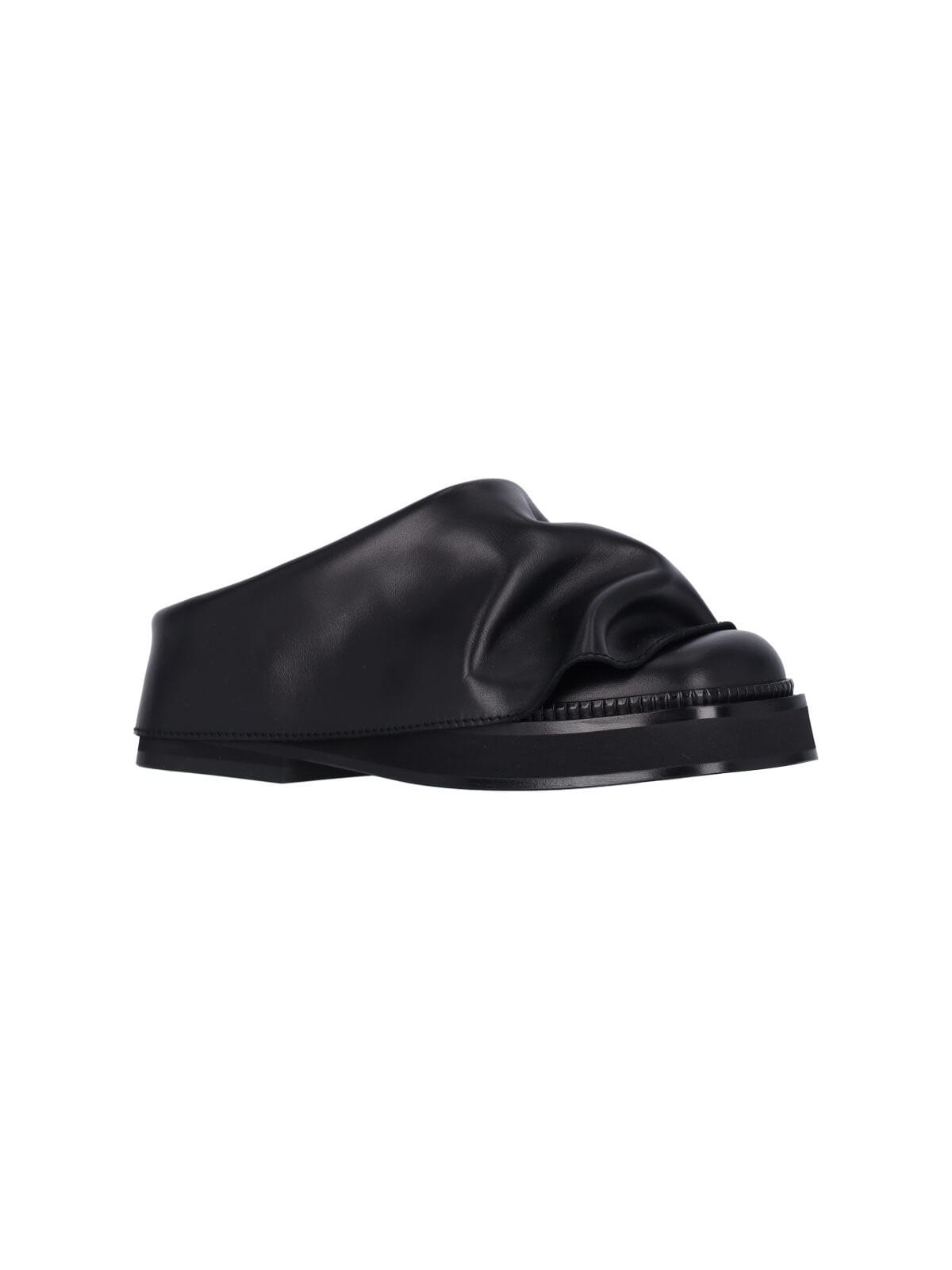 Attico Black Leather Mules In Black