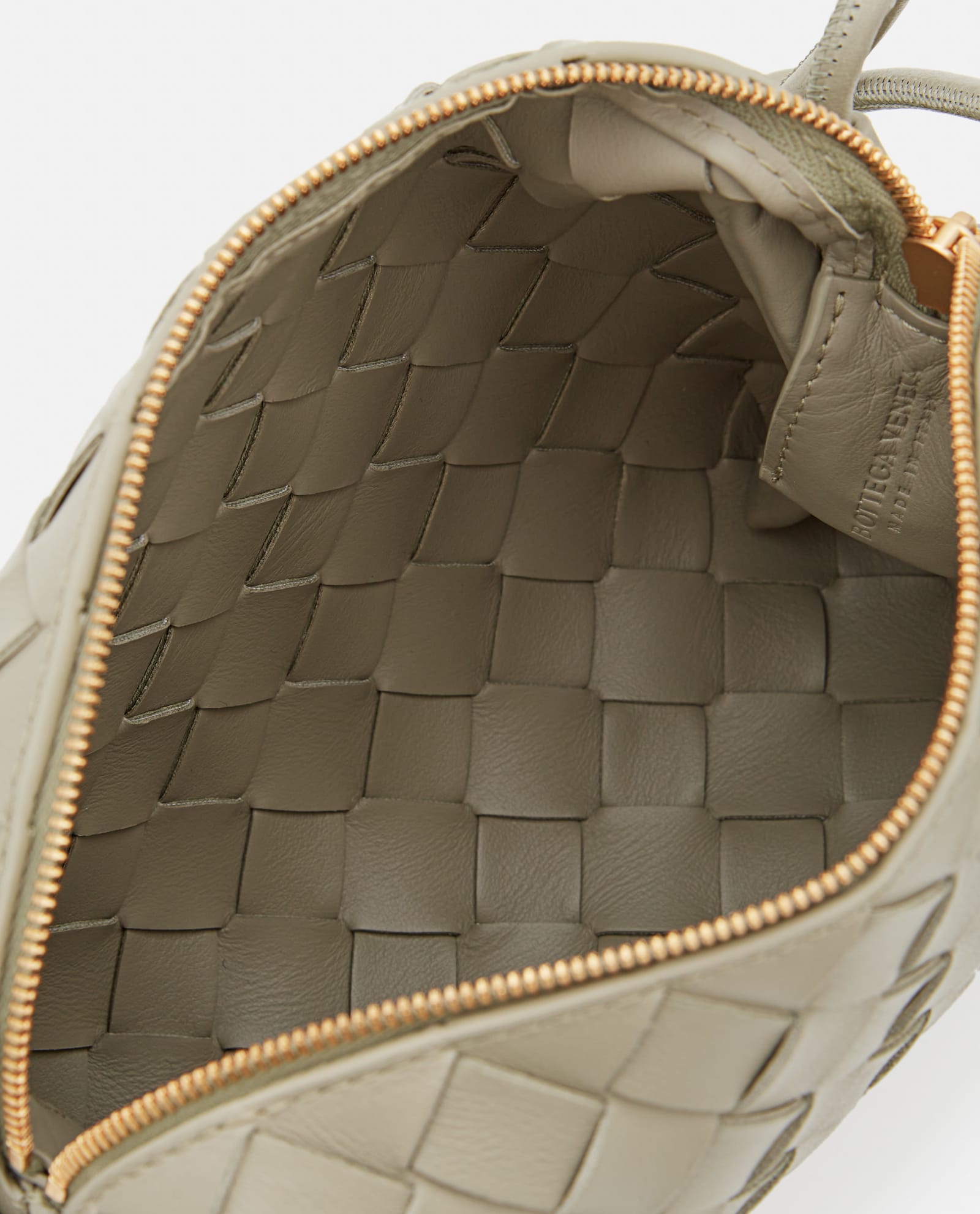 Shop Bottega Veneta Mini Loop Leather Crossbody Bag In Beige