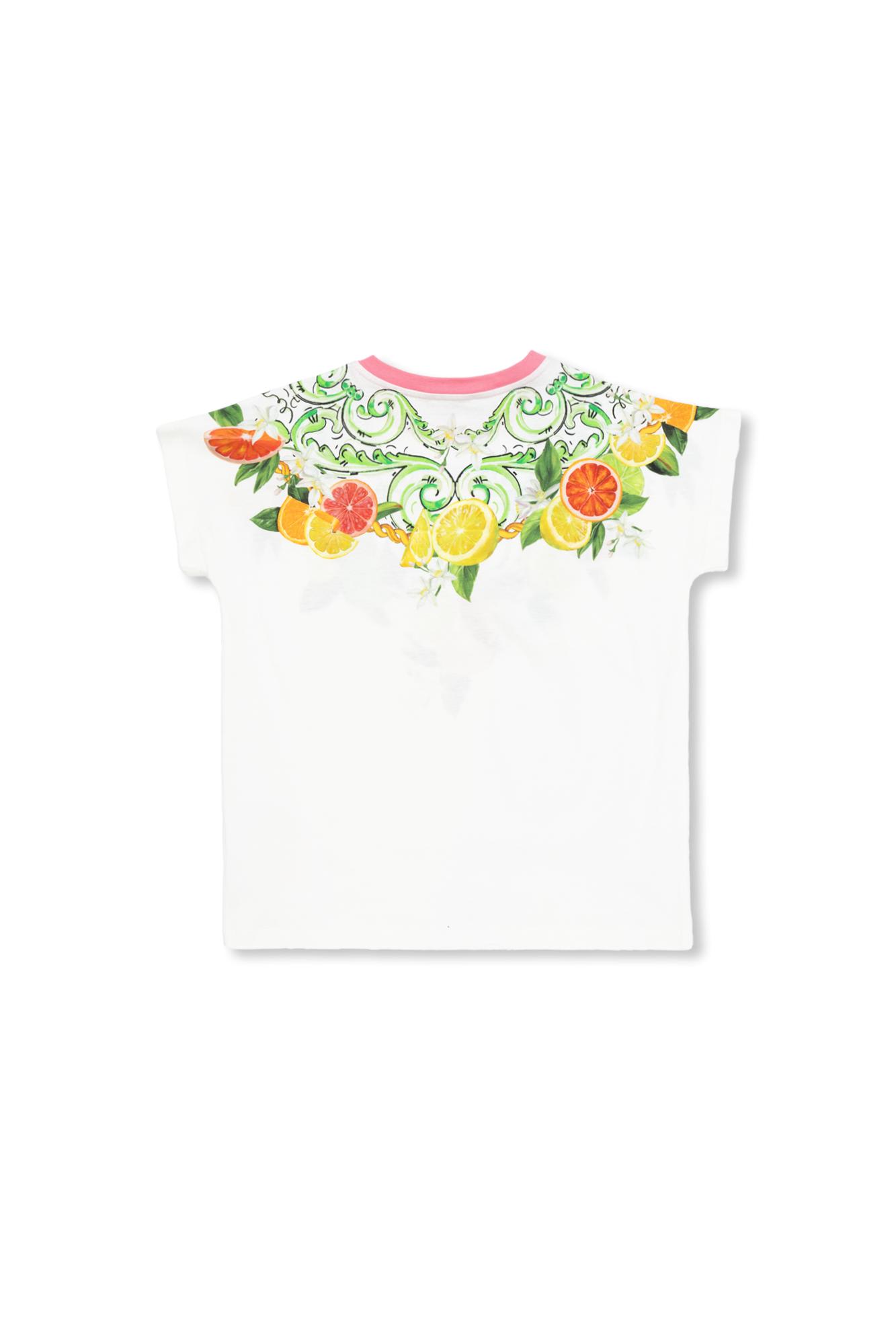 Shop Dolce & Gabbana Kids T-shirt With Citrus Motif In An Arance Limoni