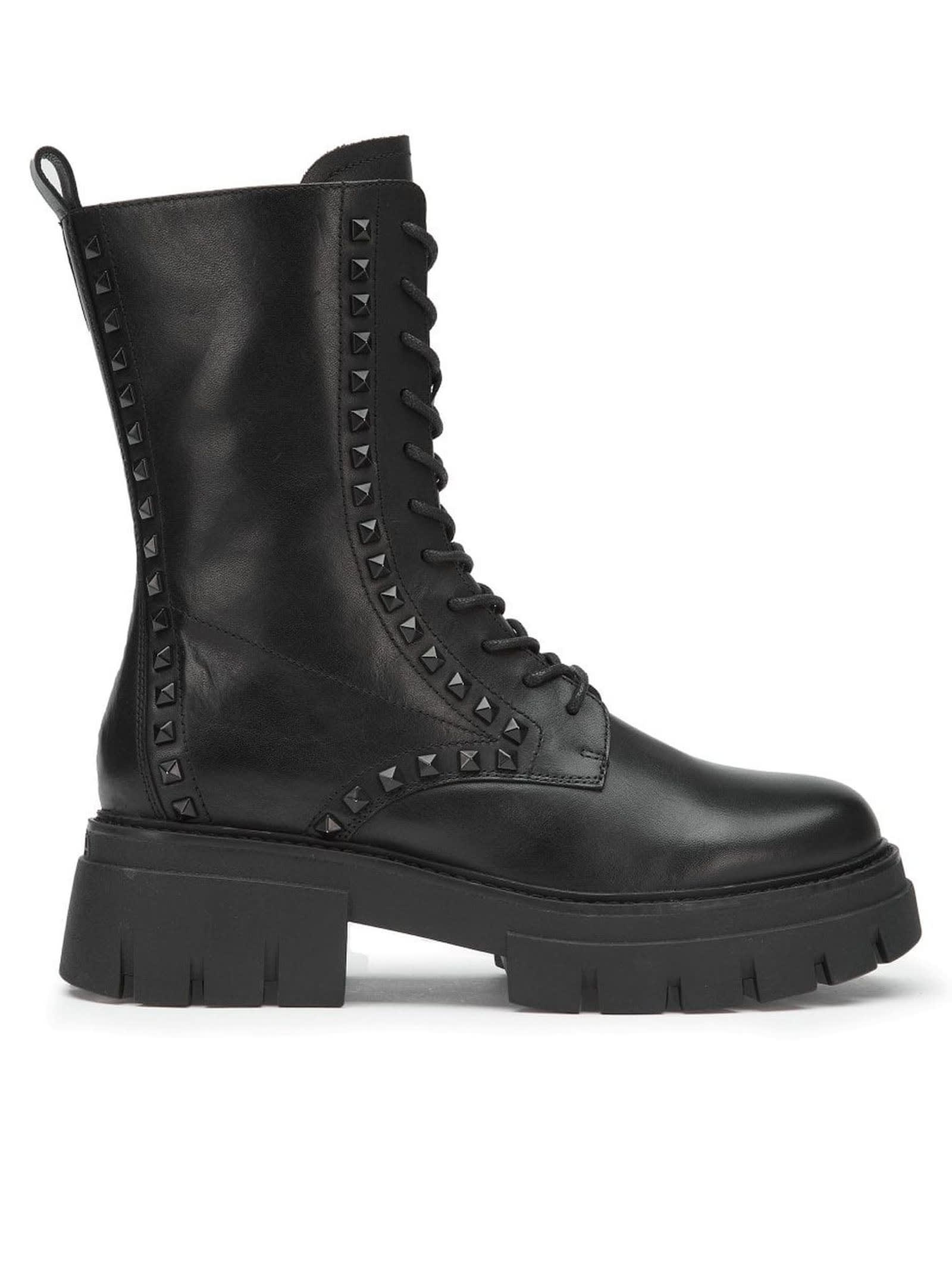 Ash Black Leather Liam Ankle Boots