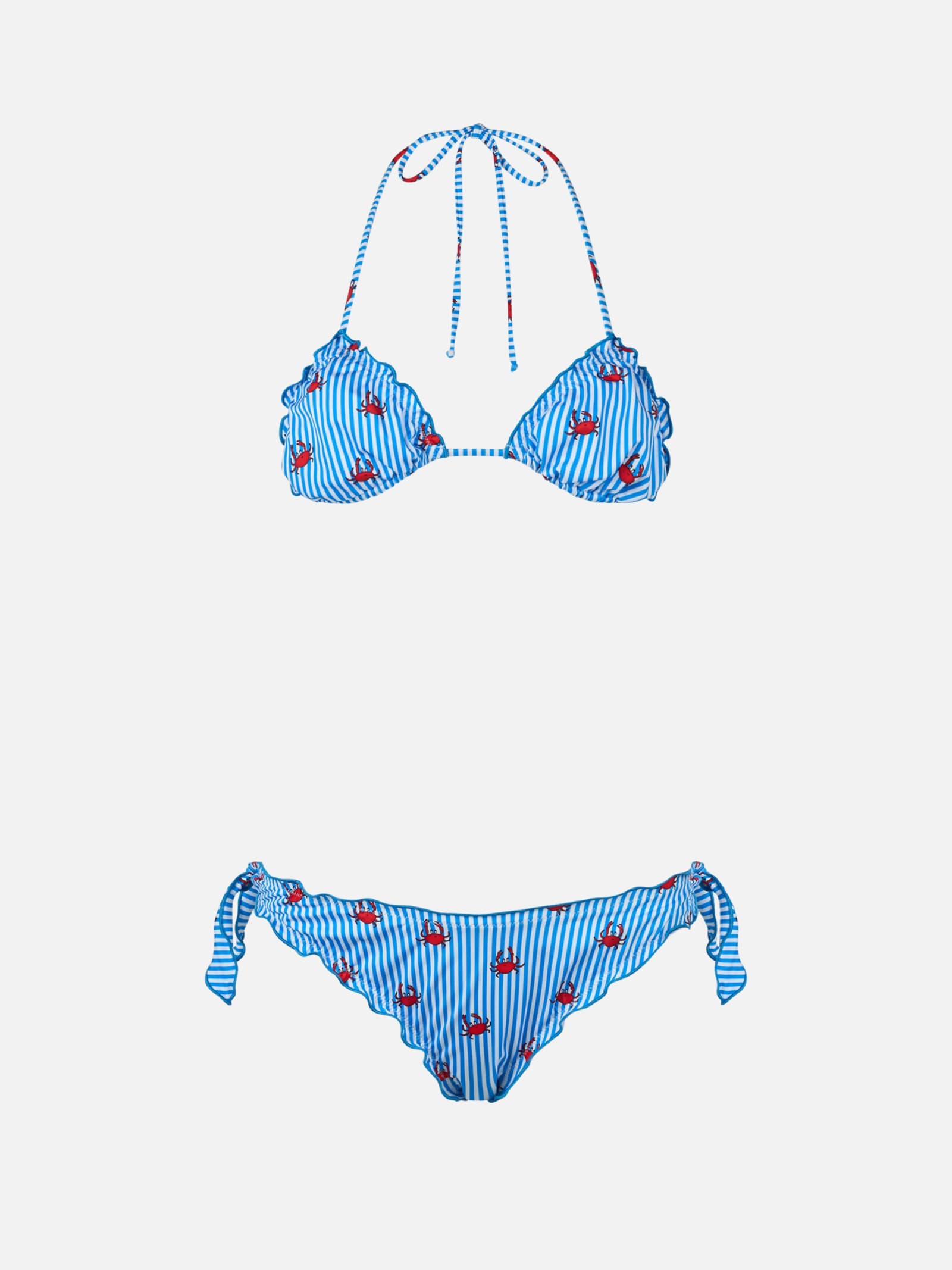 Mc2 Saint Barth Woman Triangle Classic Bikini Sarius With Crab Print In Bluette