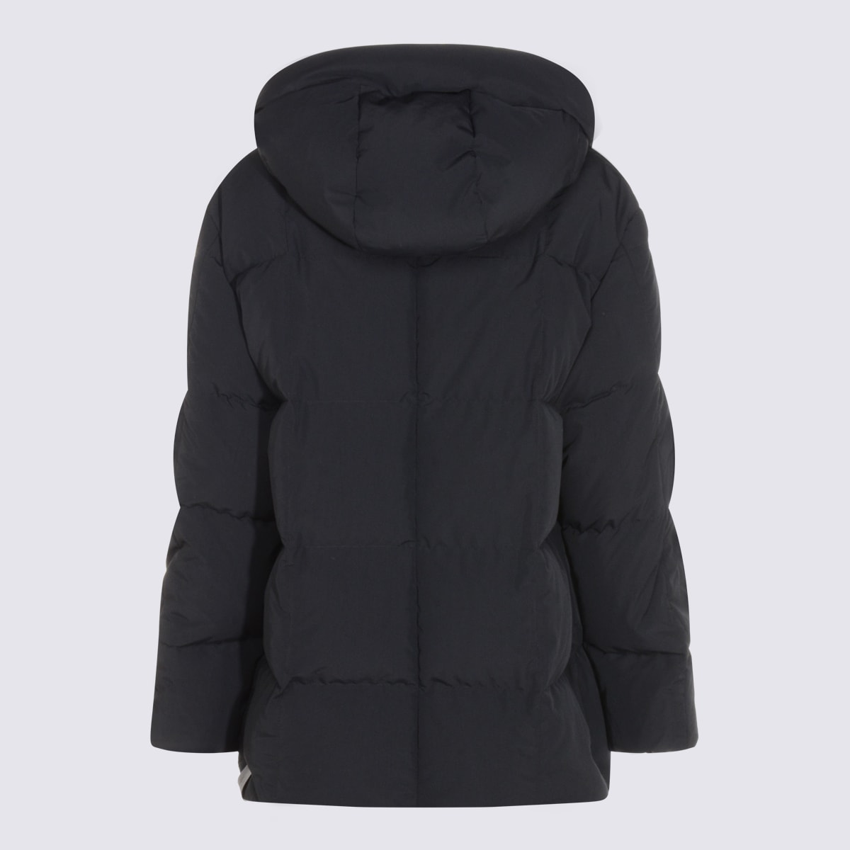 Jil Sander Hooded Long Padded Quilted Jacket In Black