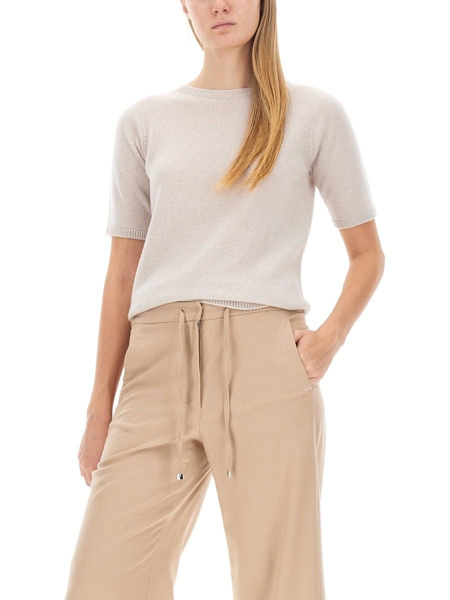 Shop 's Max Mara Crewneck Shortsleeved Jumper In Powder