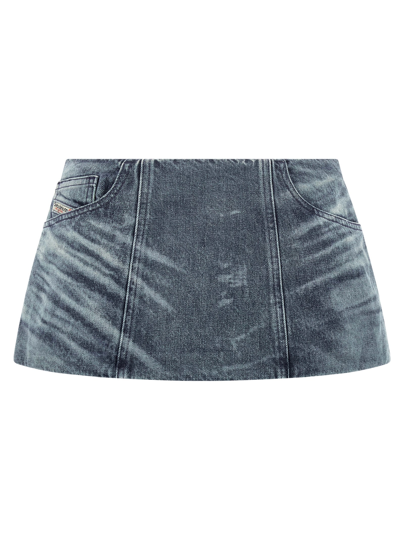 Diesel De-nora Denim Mini Skirt In Blue