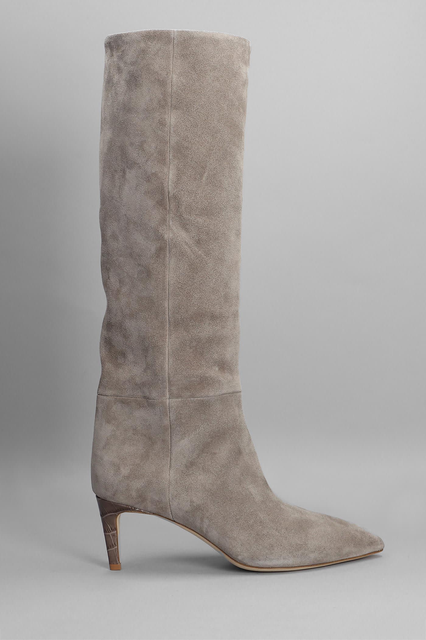 Paris Texas High Heels Boots In Taupe Suede