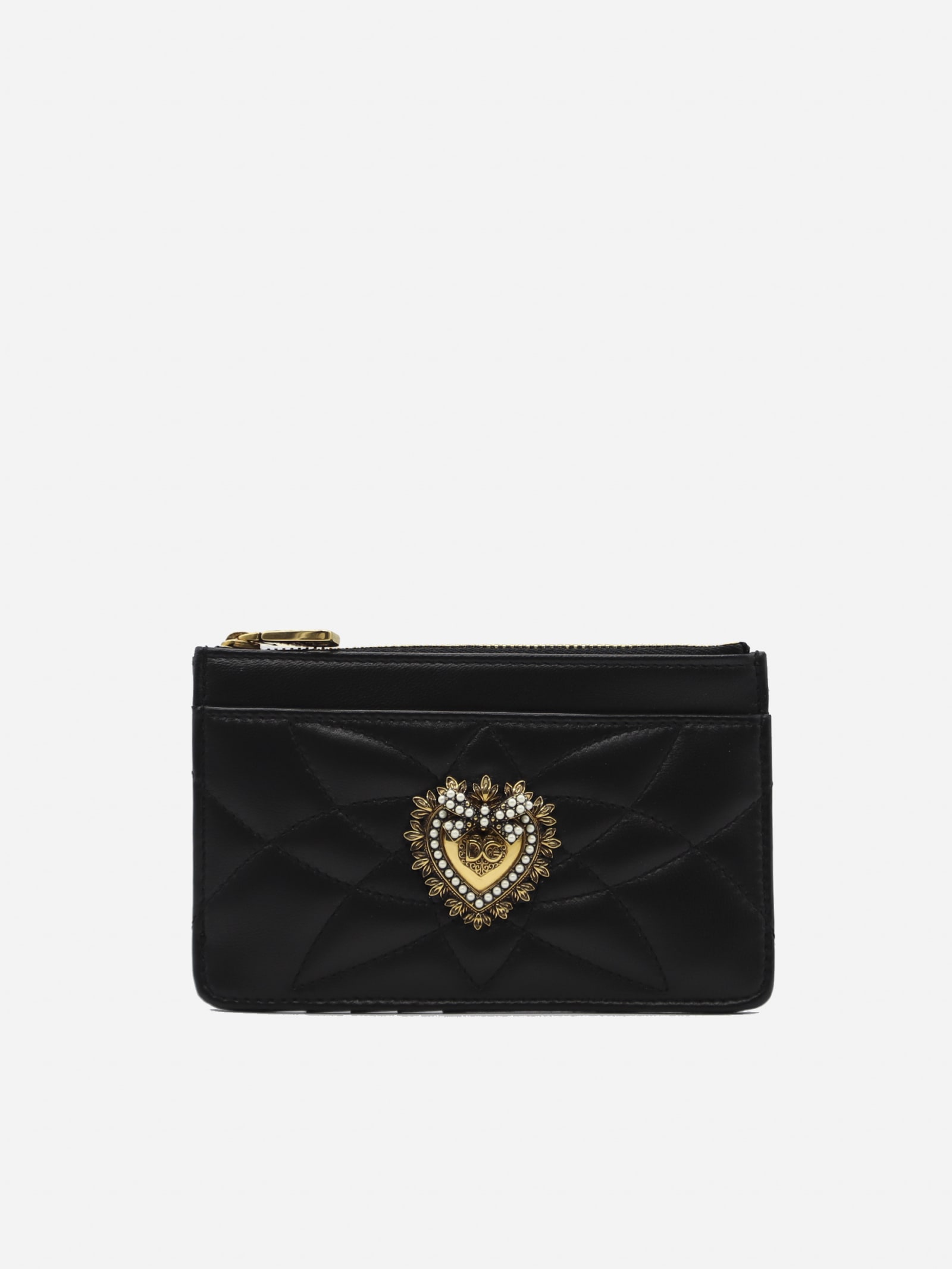 Dolce & Gabbana Devotion Medium Card Holder In Quilted Leather