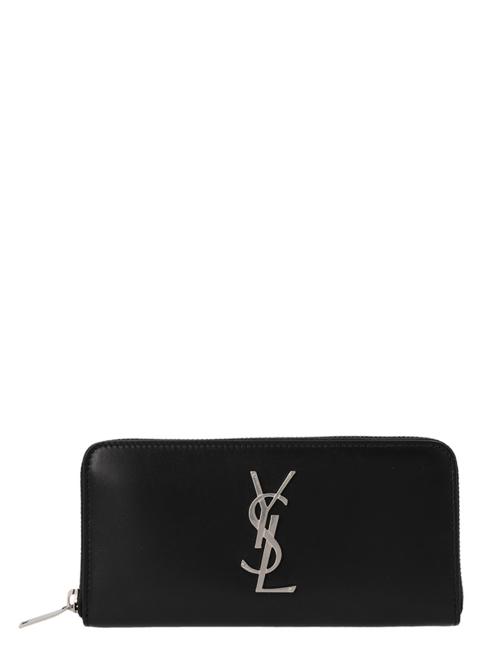 Shop Saint Laurent Logo Wallet In Black