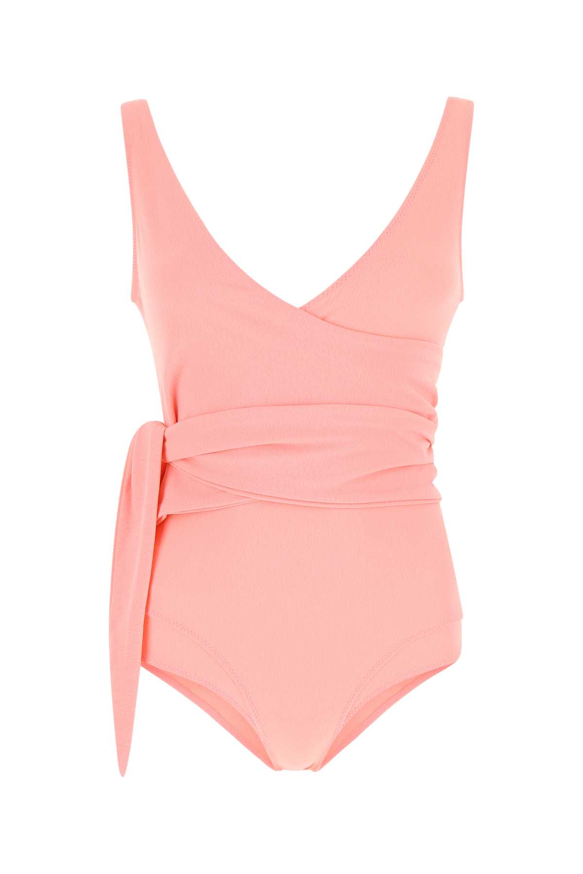 Shop Lisa Marie Fernandez Pink Stretch Nylon Louise Swimsuit In Pinkcrepe