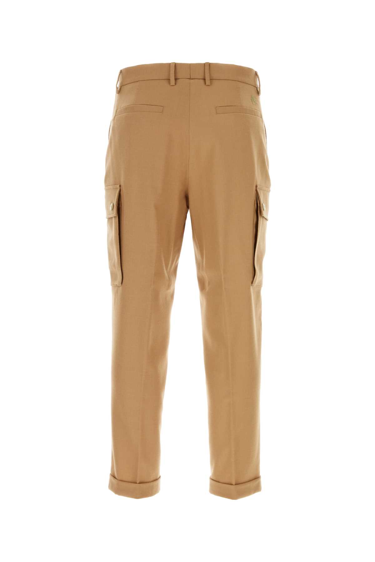 Shop Etro Camel Stretch Wool Cargo Pant In 800