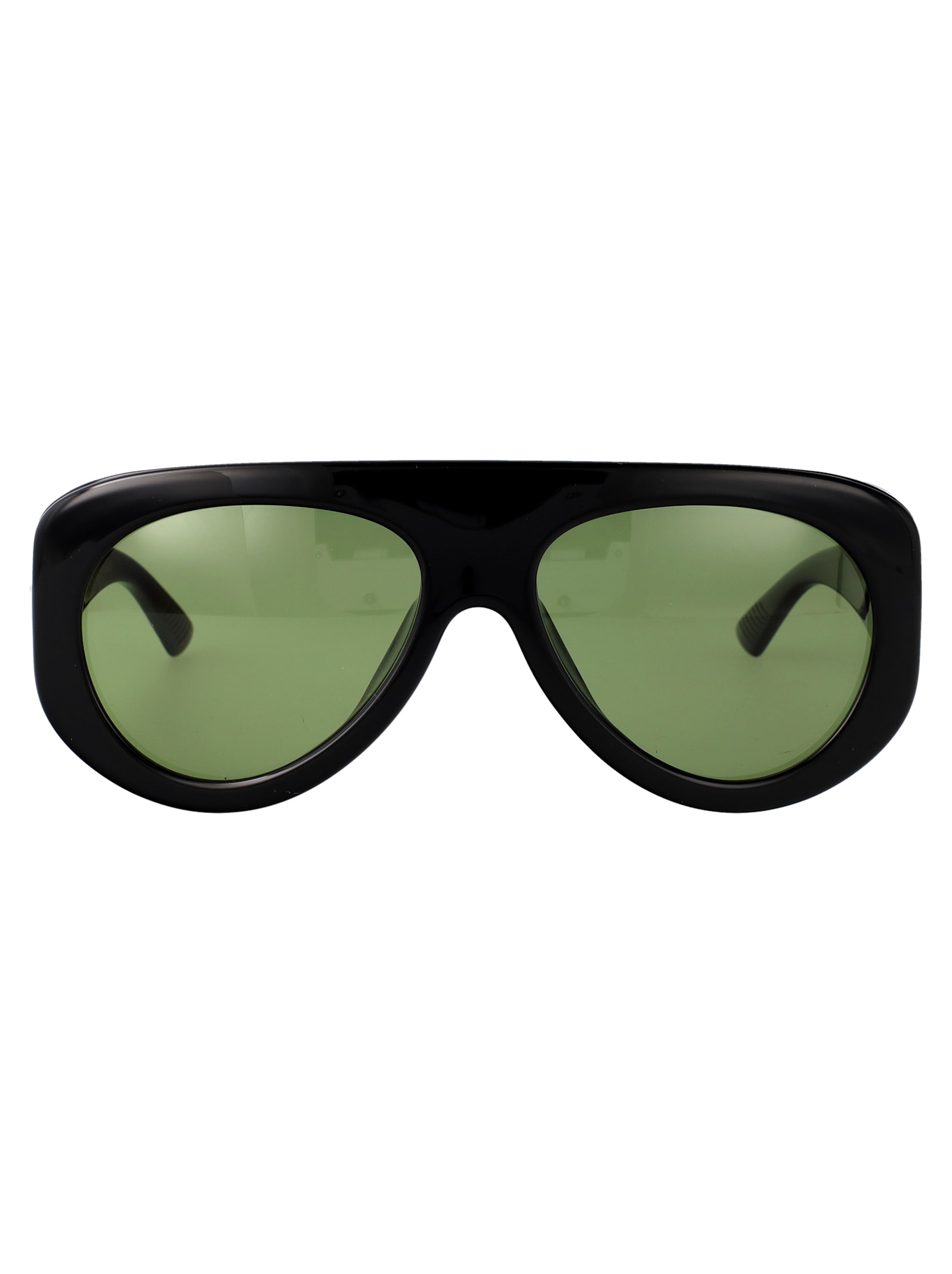 Bottega Veneta Bv1362s Linea Ribbon Bv1362s 006 Black Green Sunglasses In Black-black-green