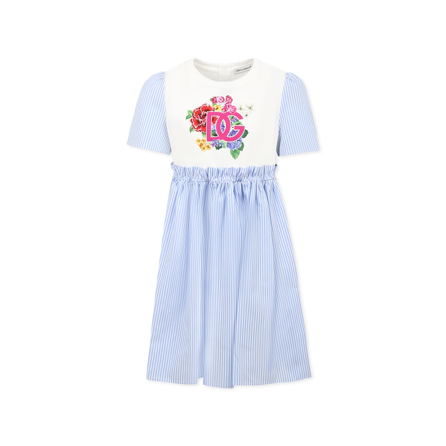 Dolce & Gabbana Short Sleeve Dress In Light Blue