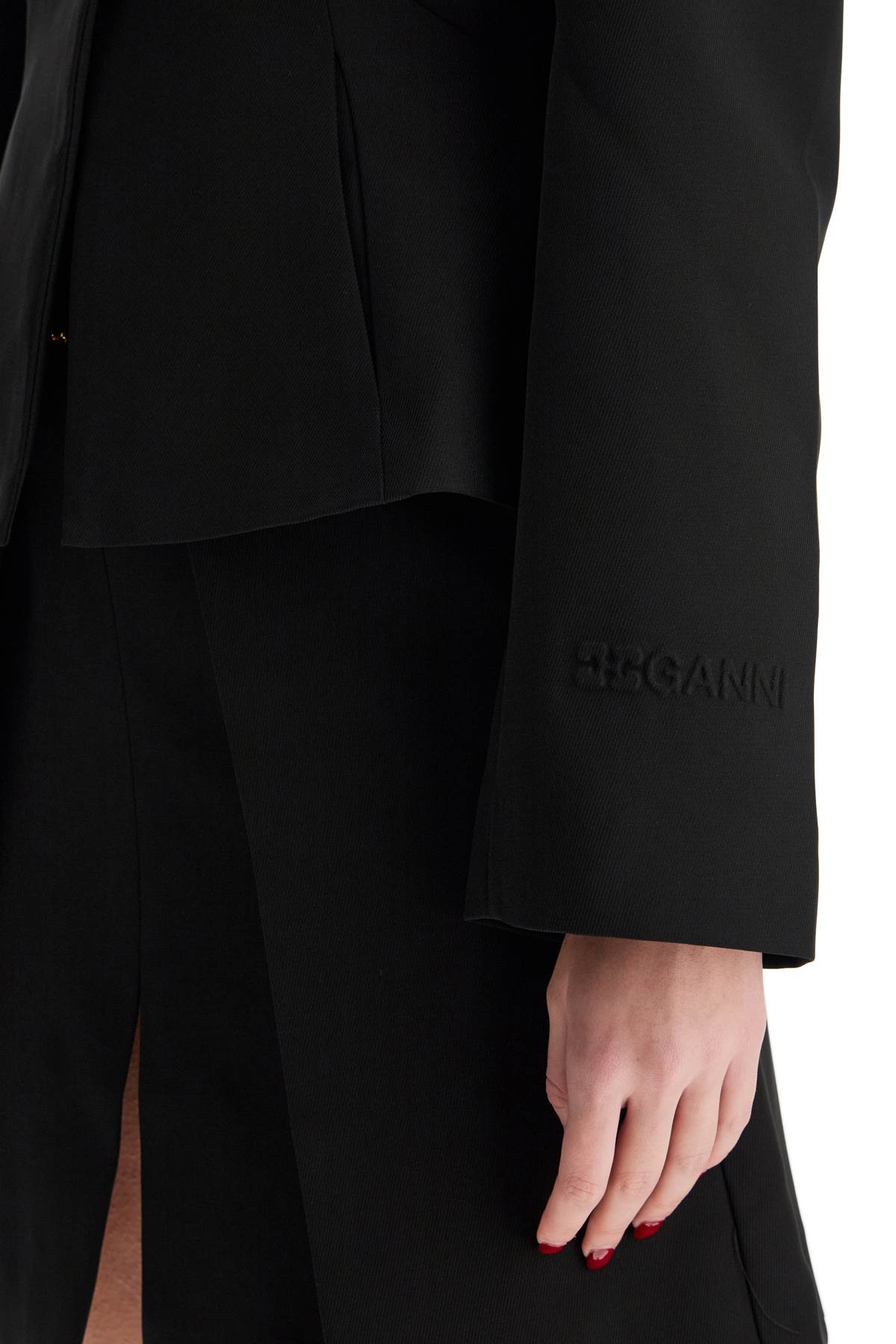 Shop Ganni Technical Twill Blazer For In Nero